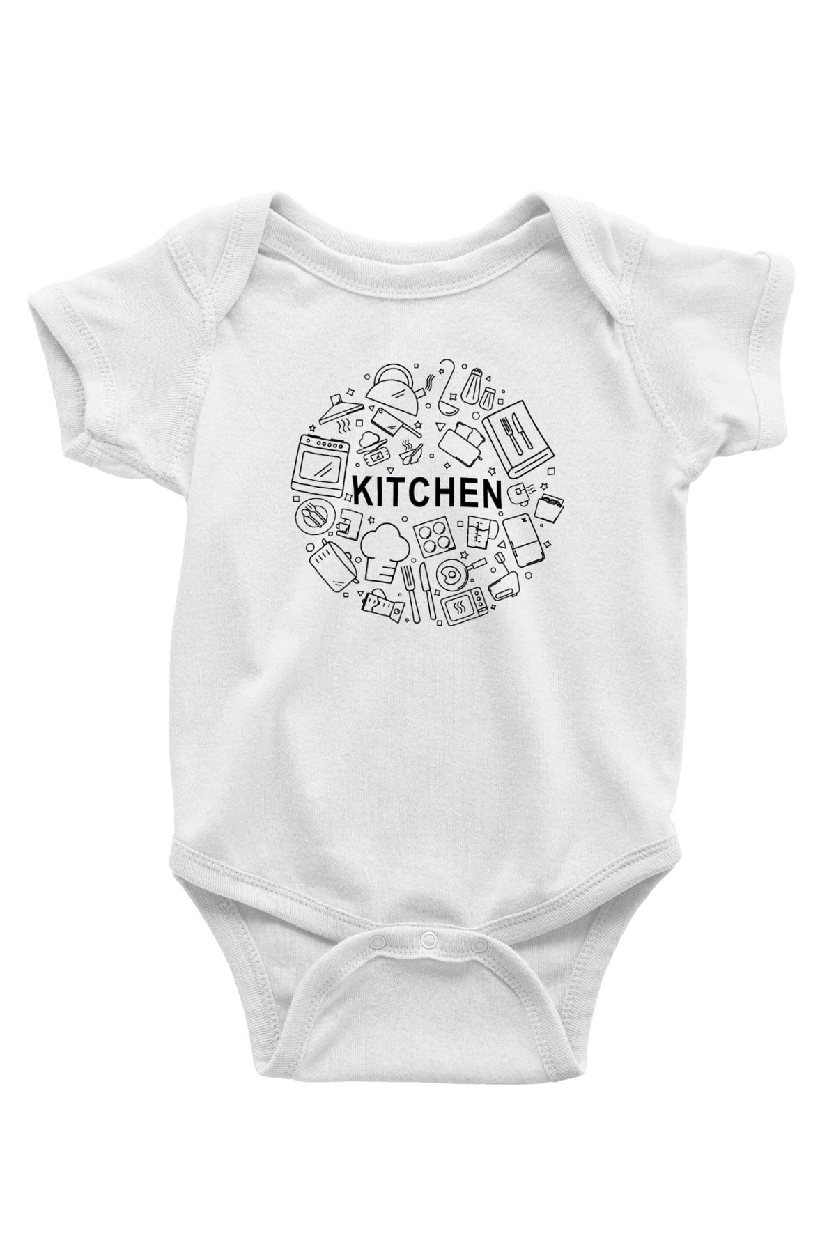 Aşçı Baskılı Beyaz Unisex Bebek Body - Zıbın