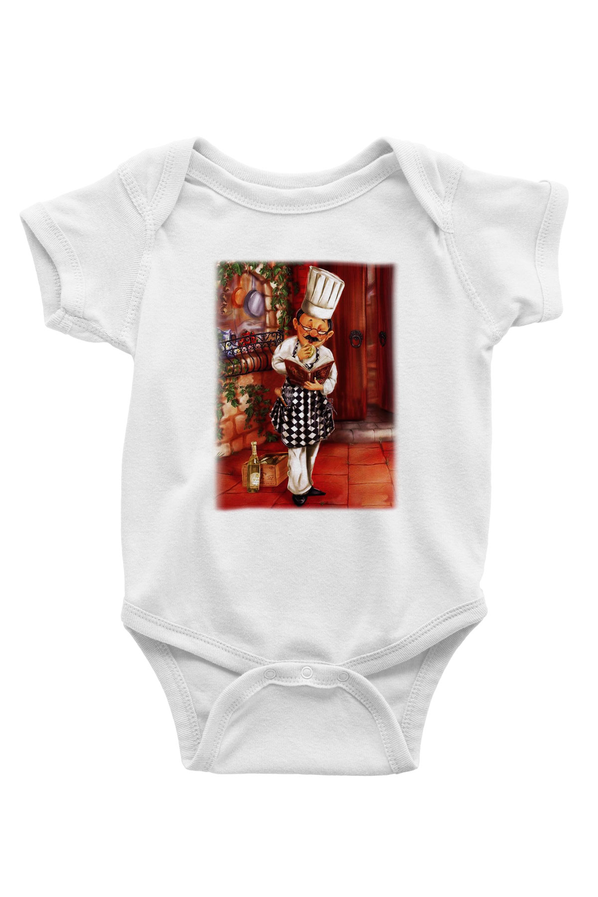 Aşçı Baskılı Beyaz Unisex Bebek Body - Zıbın