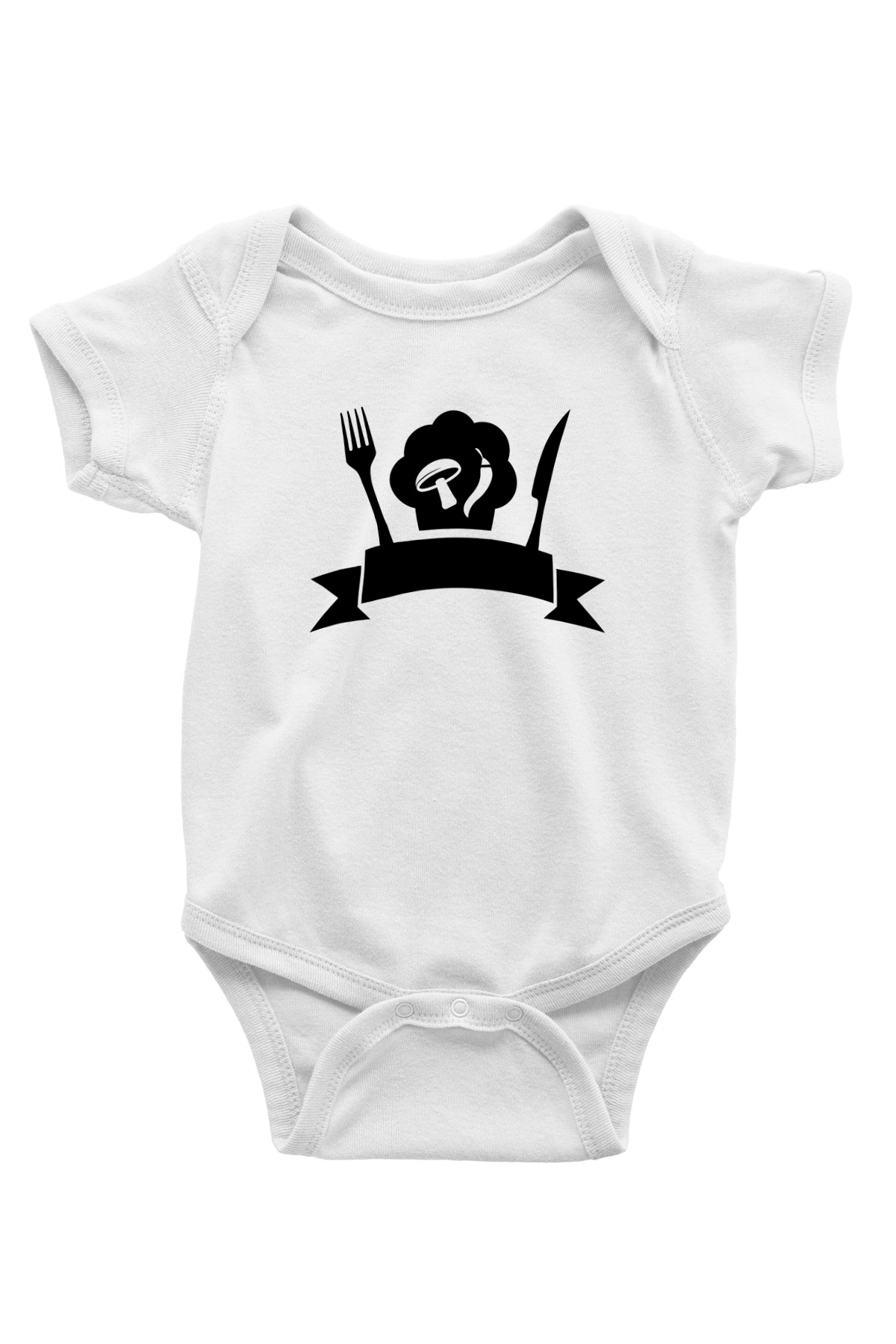 Aşçı Baskılı Beyaz Unisex Bebek Body - Zıbın