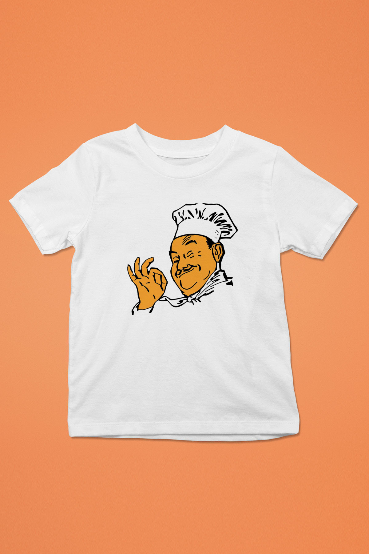 Aşçı Baskılı Beyaz Unisex Çocuk Tişört