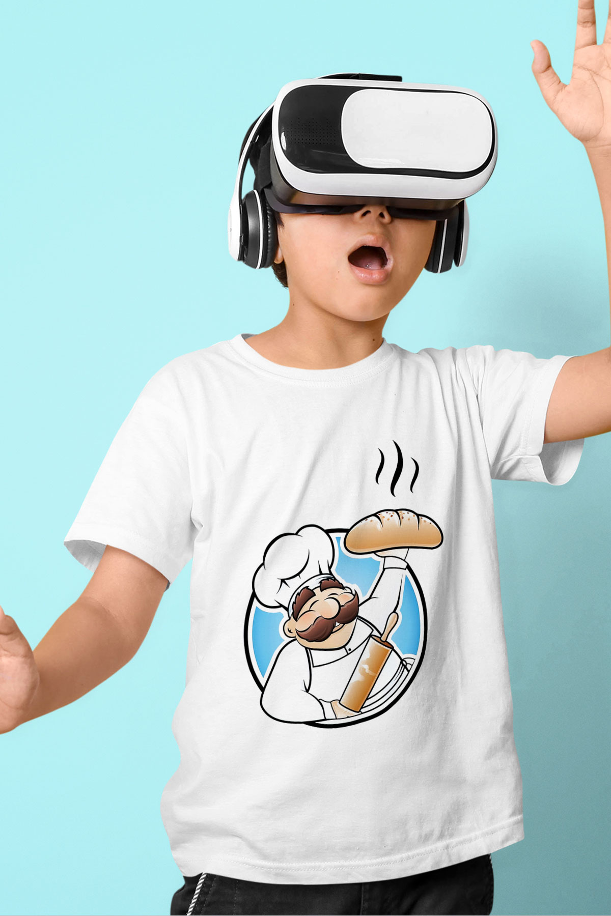 Aşçı Baskılı Beyaz Unisex Çocuk Tişört