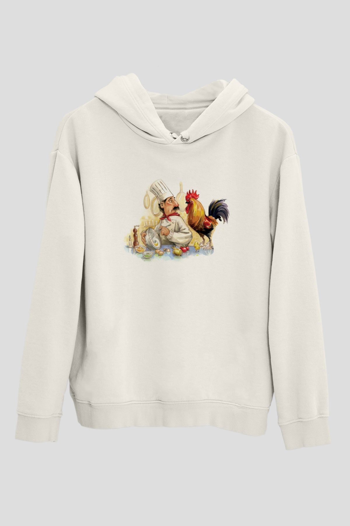Aşçı Beyaz Unisex Hoodie