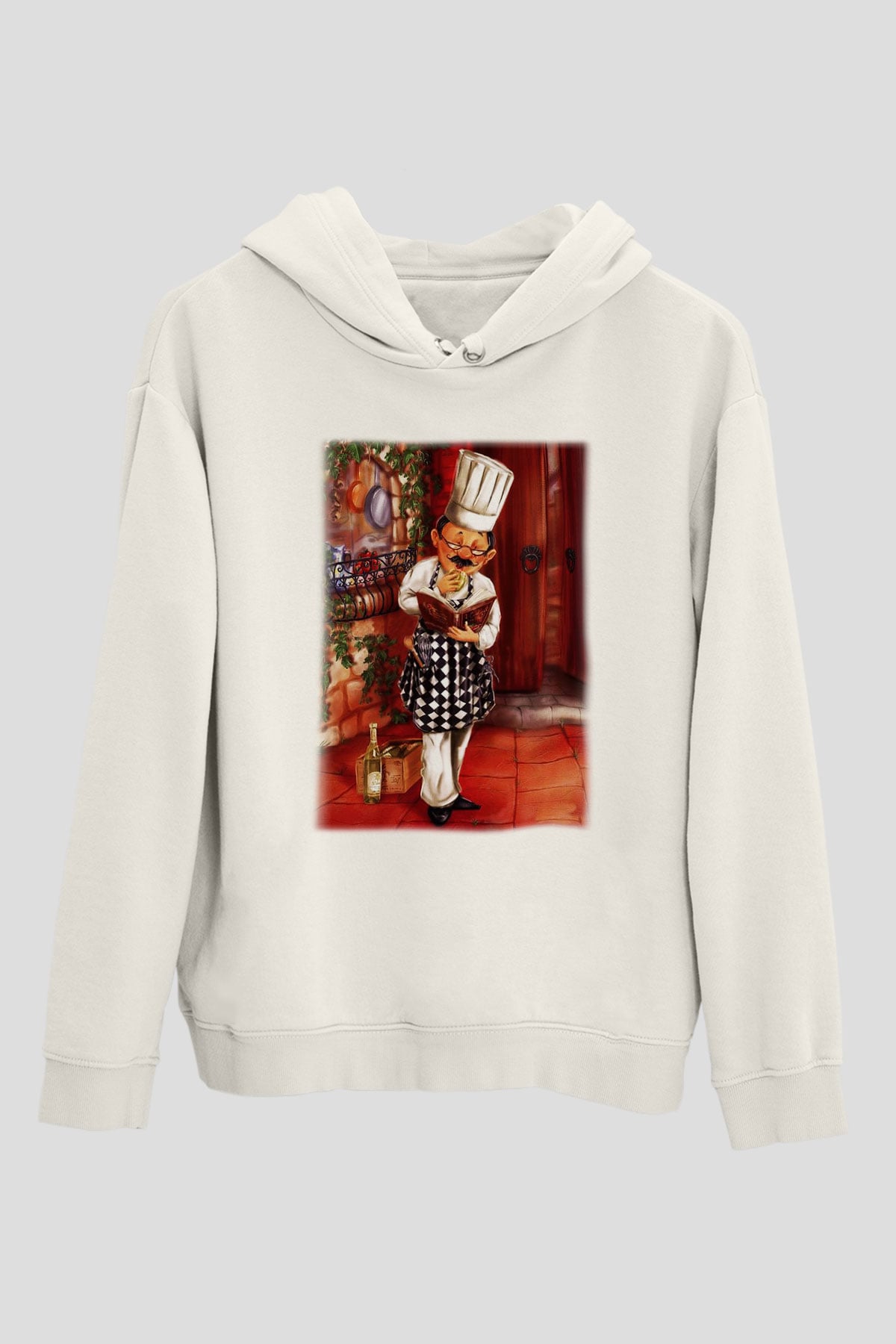 Aşçı Beyaz Unisex Hoodie