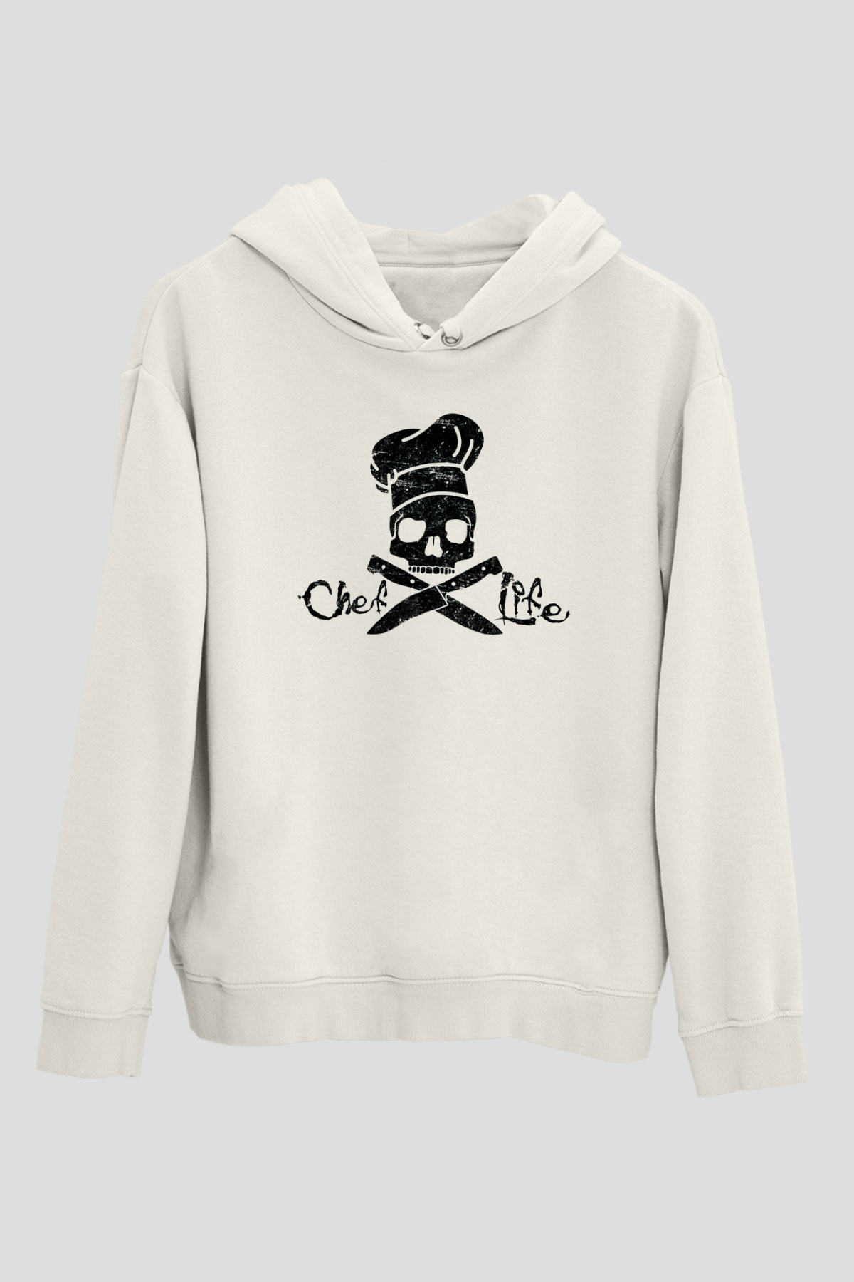Aşçı Beyaz Unisex Kapüşonlu Sweatshirt