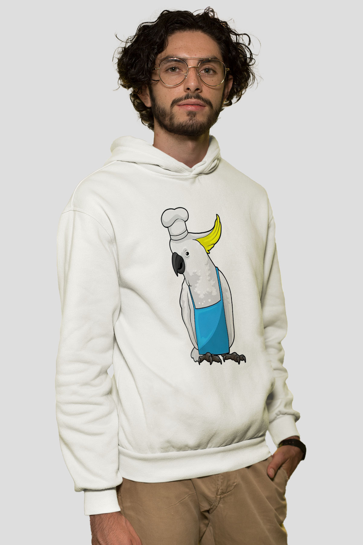 Aşçı Beyaz Unisex Kapüşonlu Sweatshirt