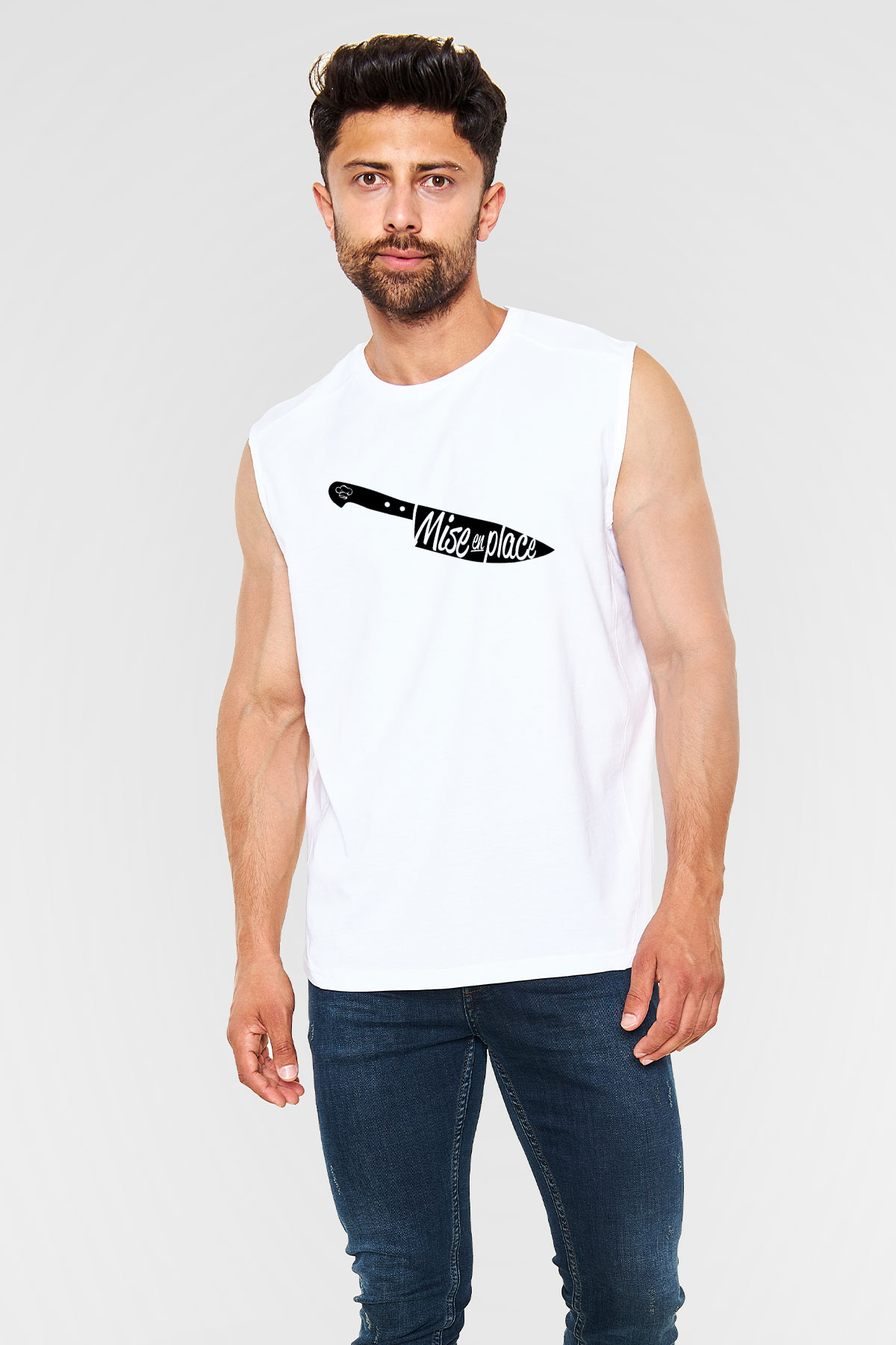 Aşçı Beyaz Unisex Kolsuz Tişört