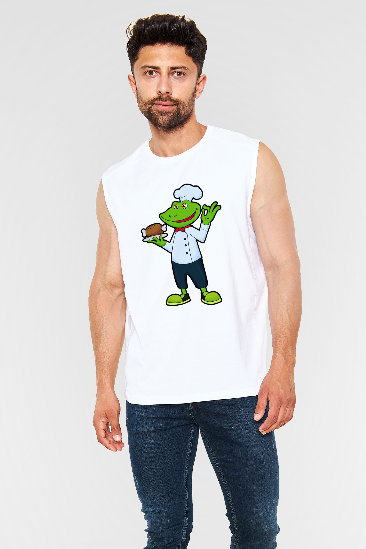 Aşçı Beyaz Unisex Kolsuz Tişört