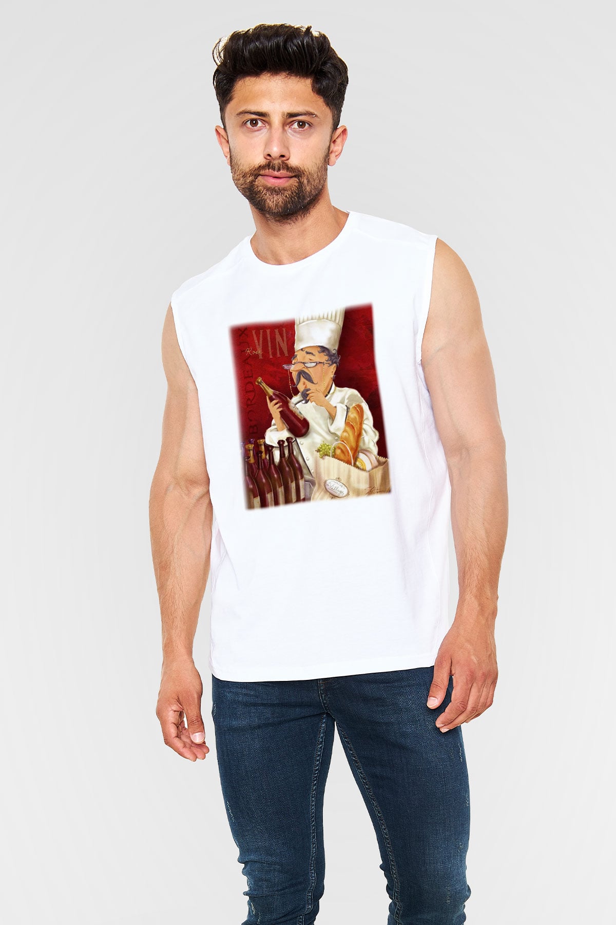 Aşçı Beyaz Unisex Kolsuz Tişört
