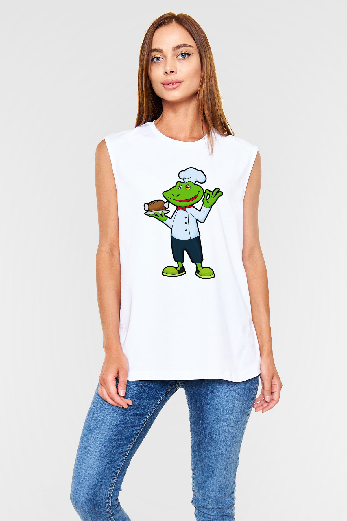 Aşçı Beyaz Unisex Kolsuz Tişört