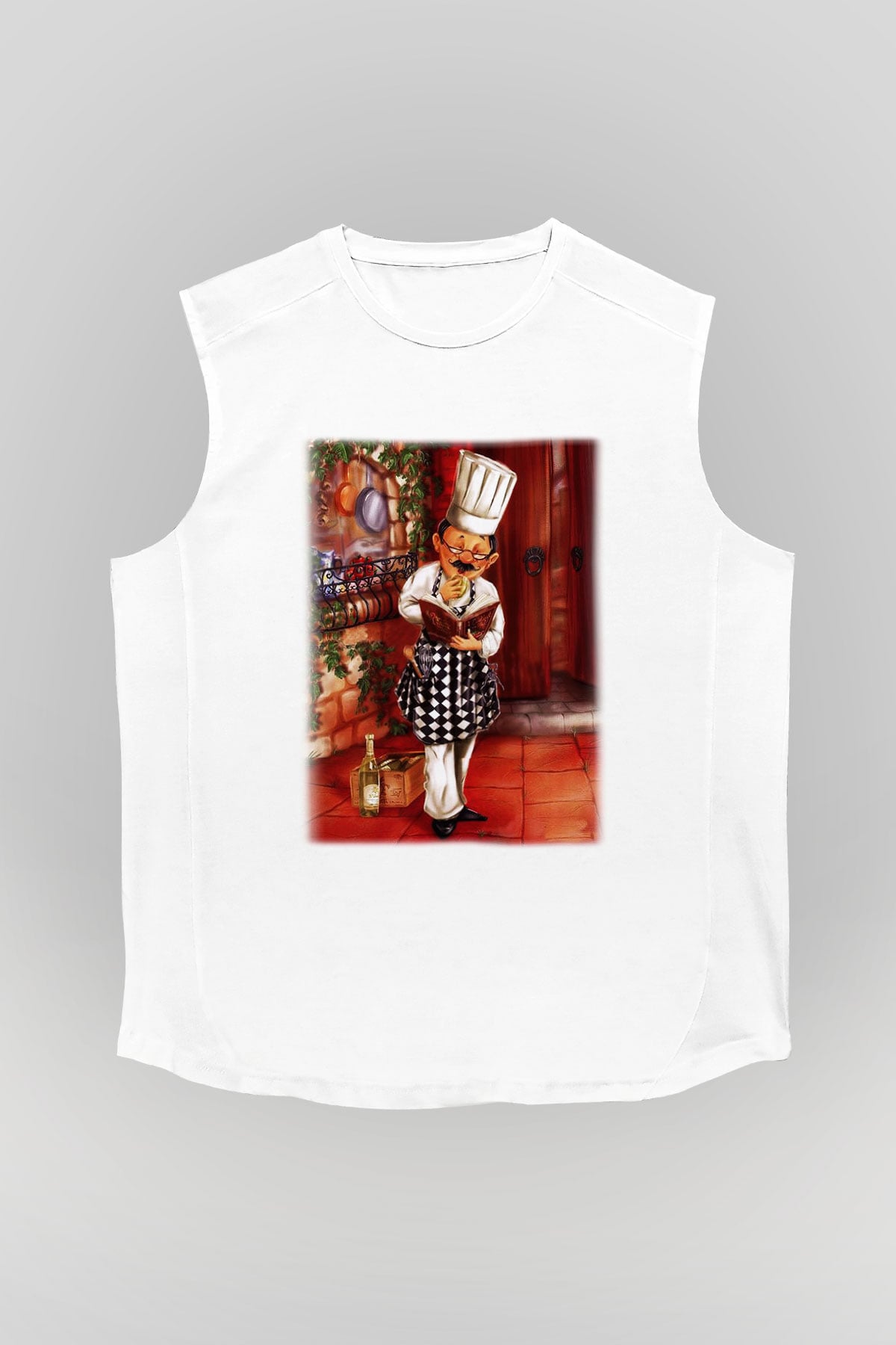 Aşçı Beyaz Unisex Kolsuz Tişört
