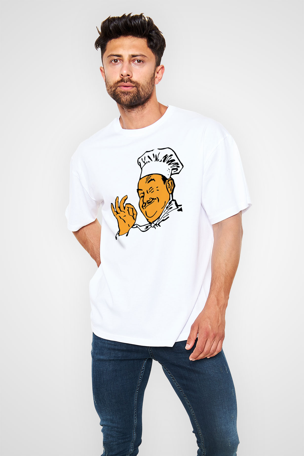 Aşçı Beyaz Unisex Oversize Tişört T-Shirt