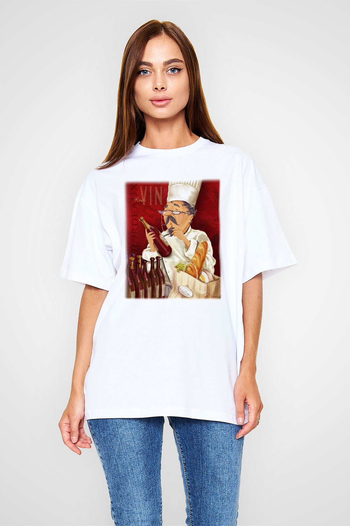 Aşçı Beyaz Unisex Oversize Tişört T-Shirt