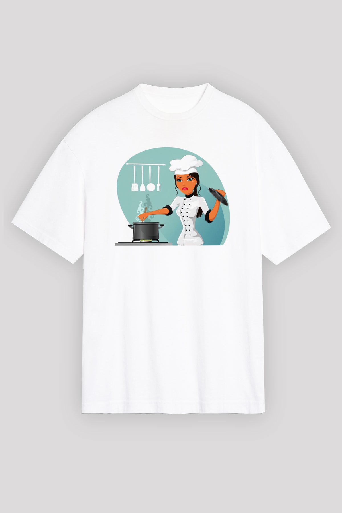 Aşçı Beyaz Unisex Oversize Tişört T-Shirt