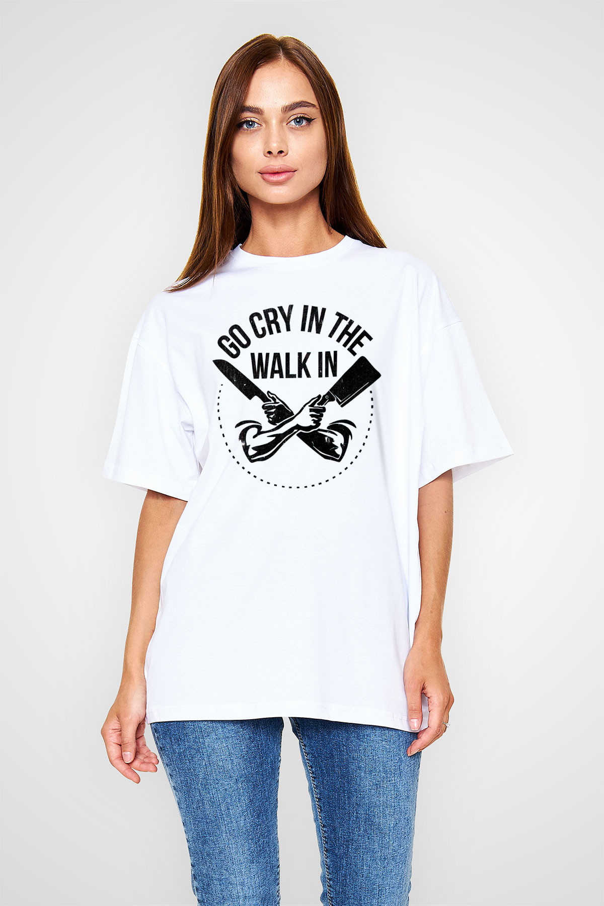 Aşçı Beyaz Oversize Tişört Oversize T-shirt - TişörtFabrikası