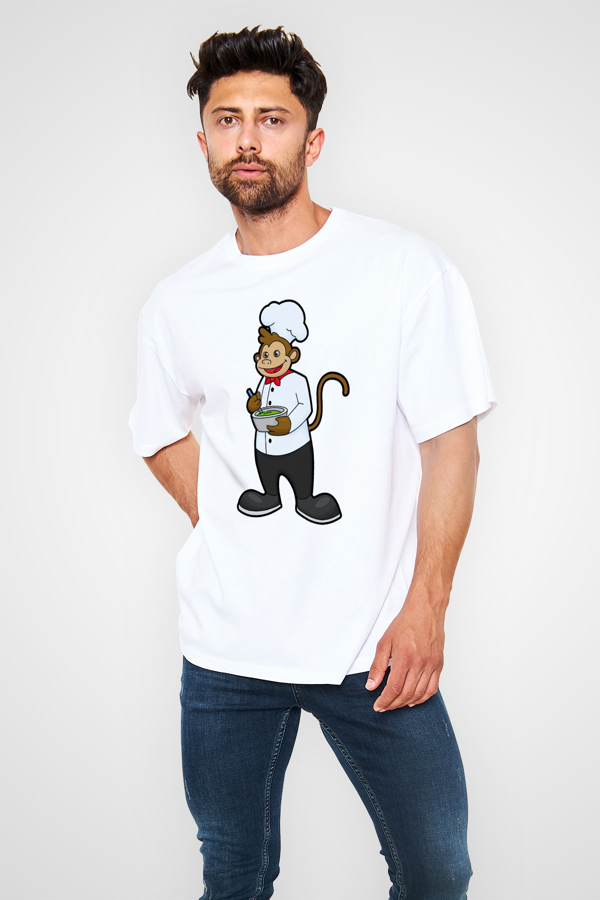 Aşçı Beyaz Oversize Tişört Oversize T-shirt - TişörtFabrikası