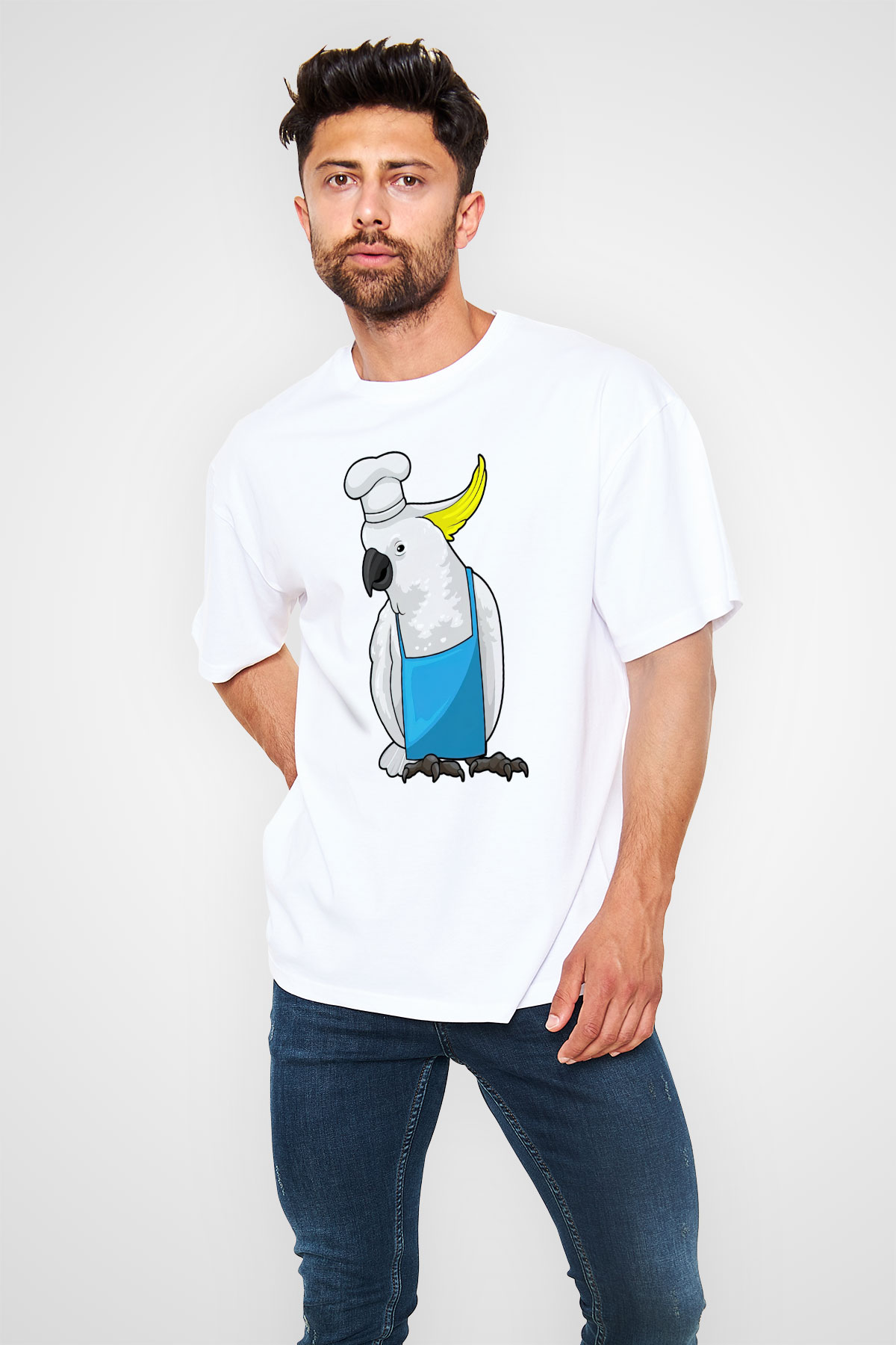 Aşçı Beyaz Oversize Tişört Oversize T-shirt - TişörtFabrikası