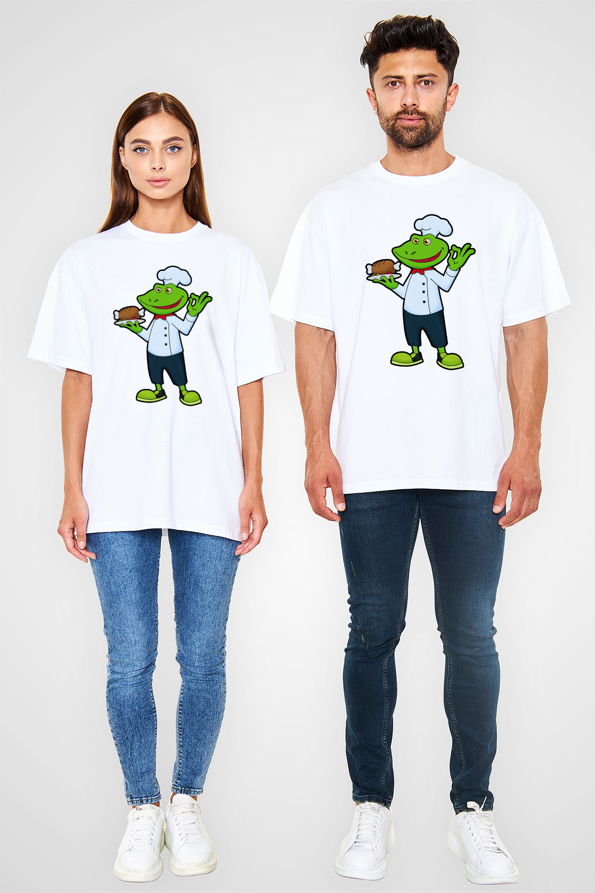 Aşçı Beyaz Oversize Tişört Oversize T-shirt - TişörtFabrikası