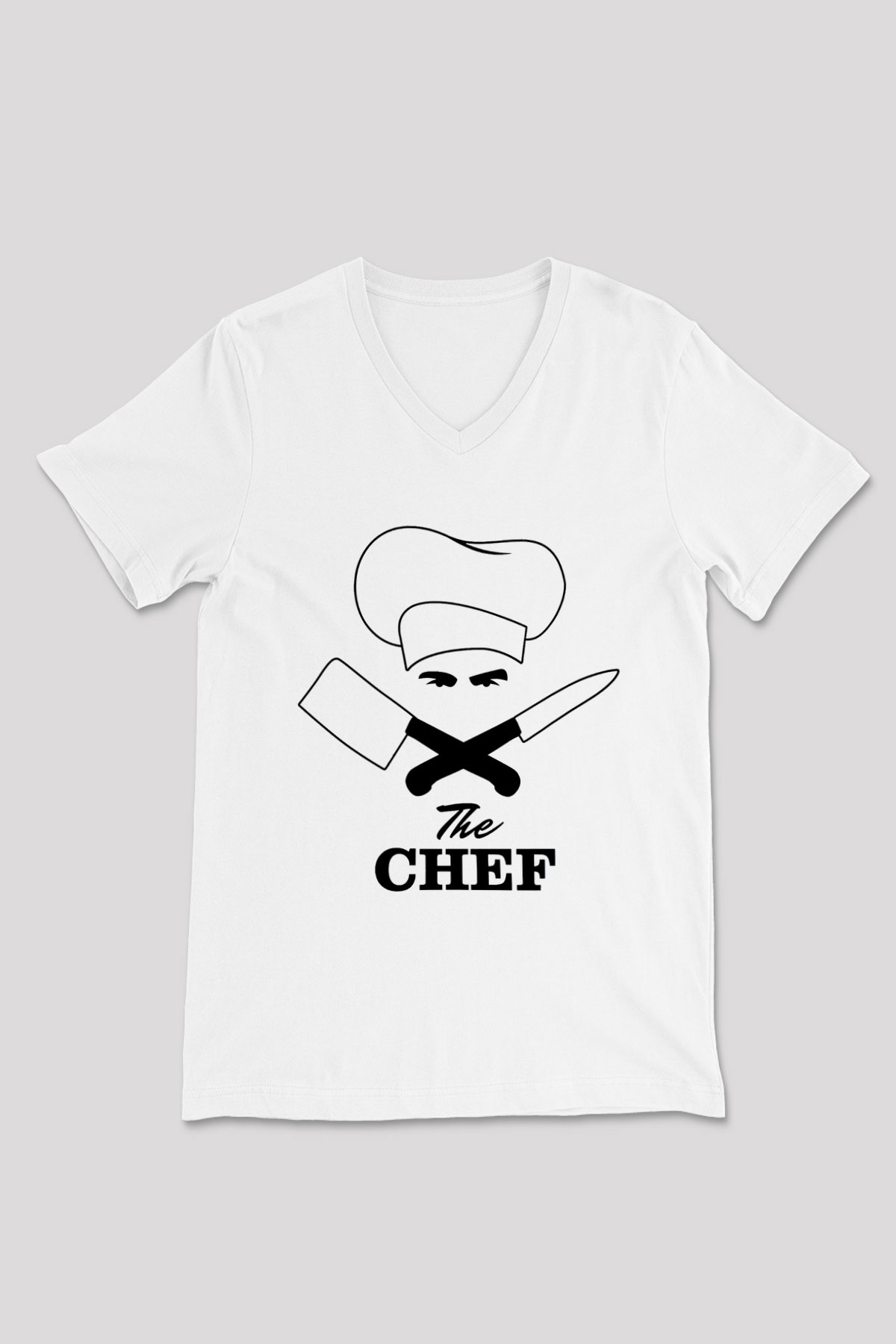 Aşçı Beyaz Unisex V Yaka Tişört T-Shirt