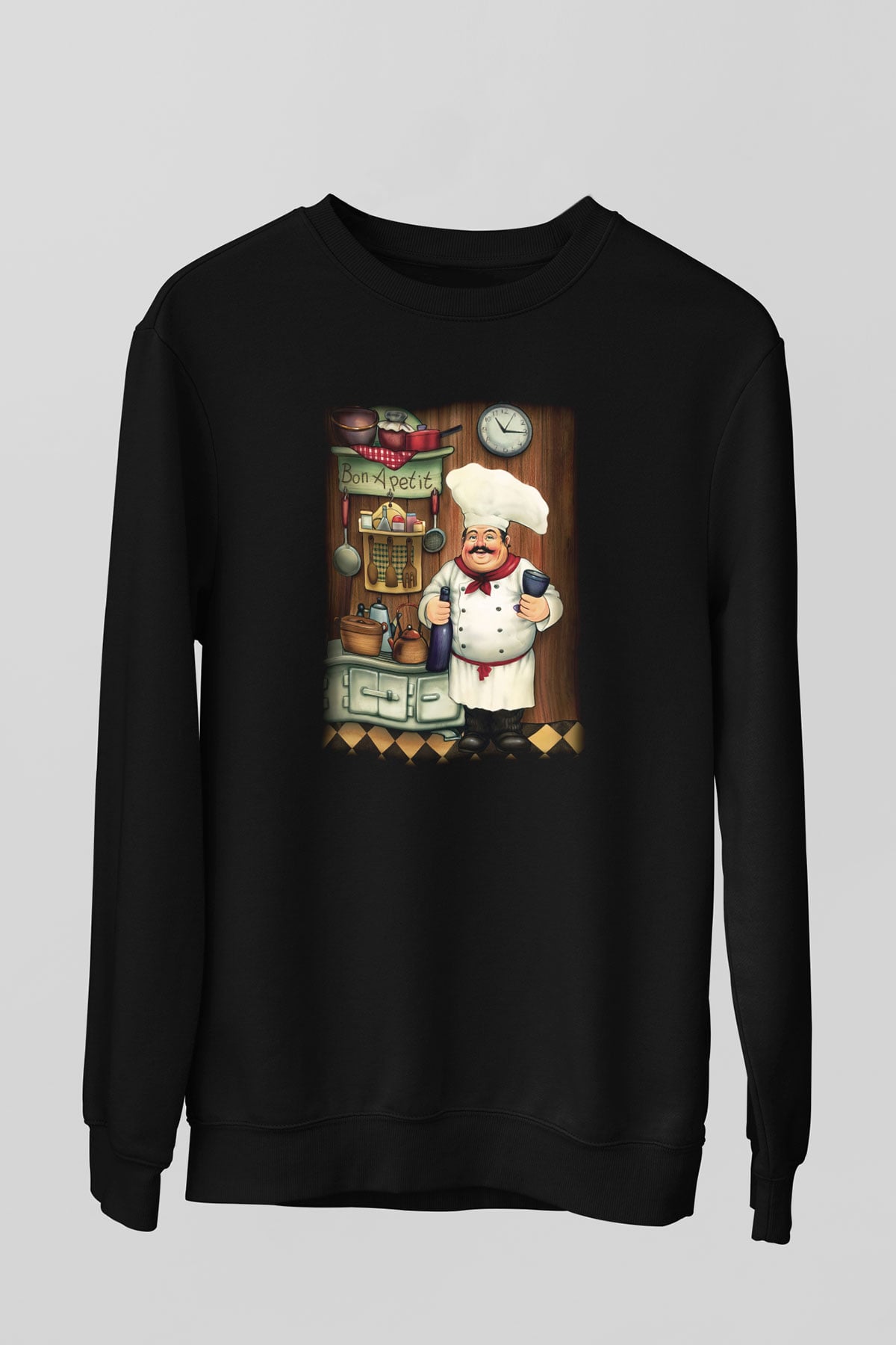 Aşçı Siyah Unisex Sweatshirt