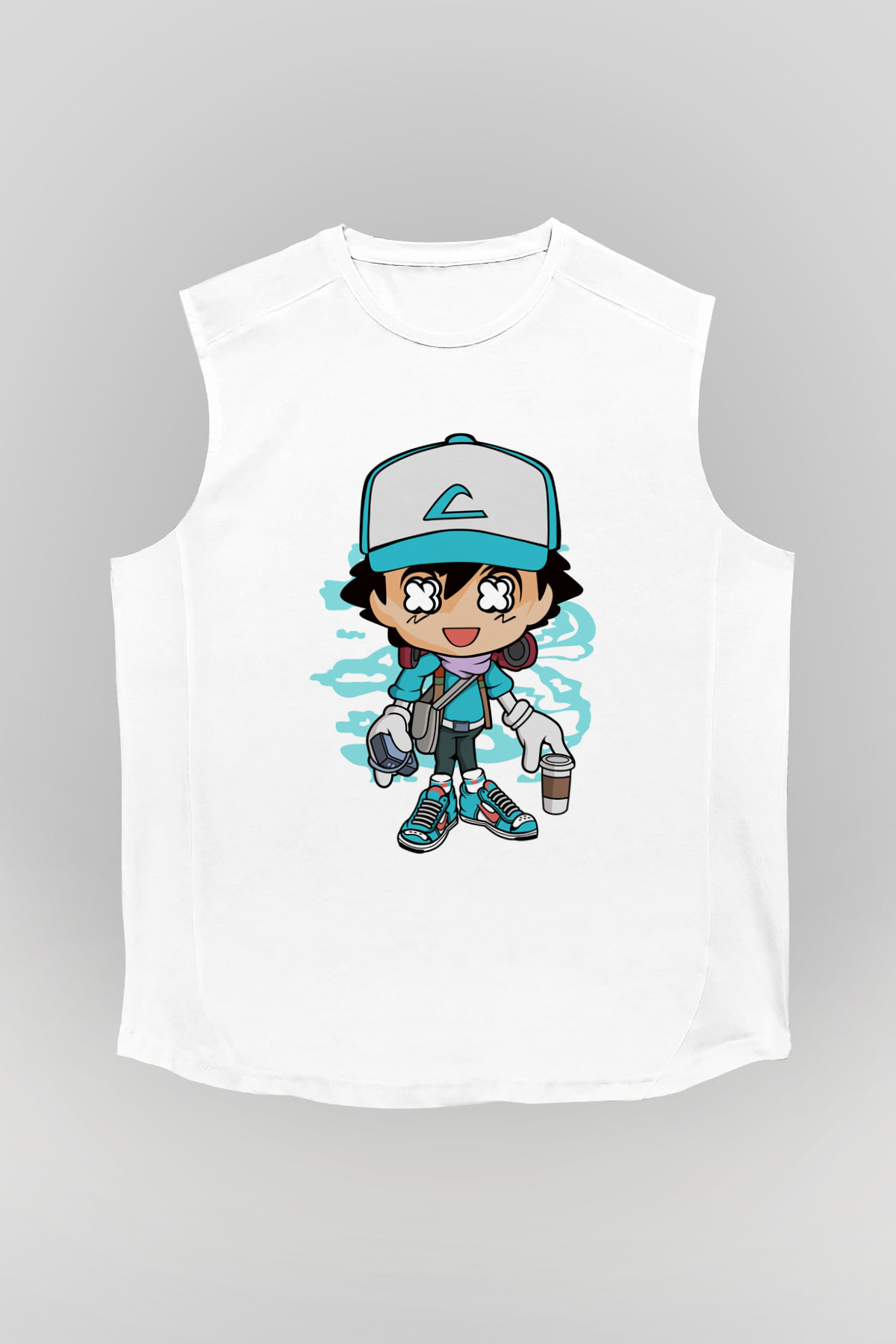 Ash Street Style Baskılı Unisex Beyaz Kolsuz Tişört