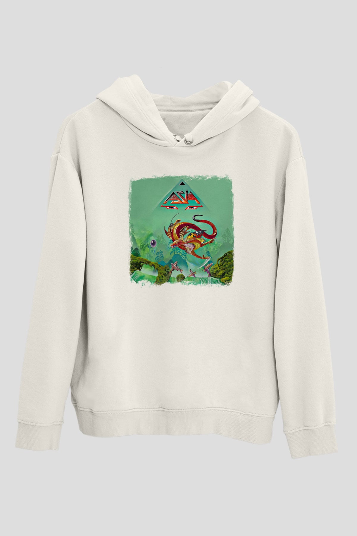 Asia Baskılı Unisex Beyaz Hoodie