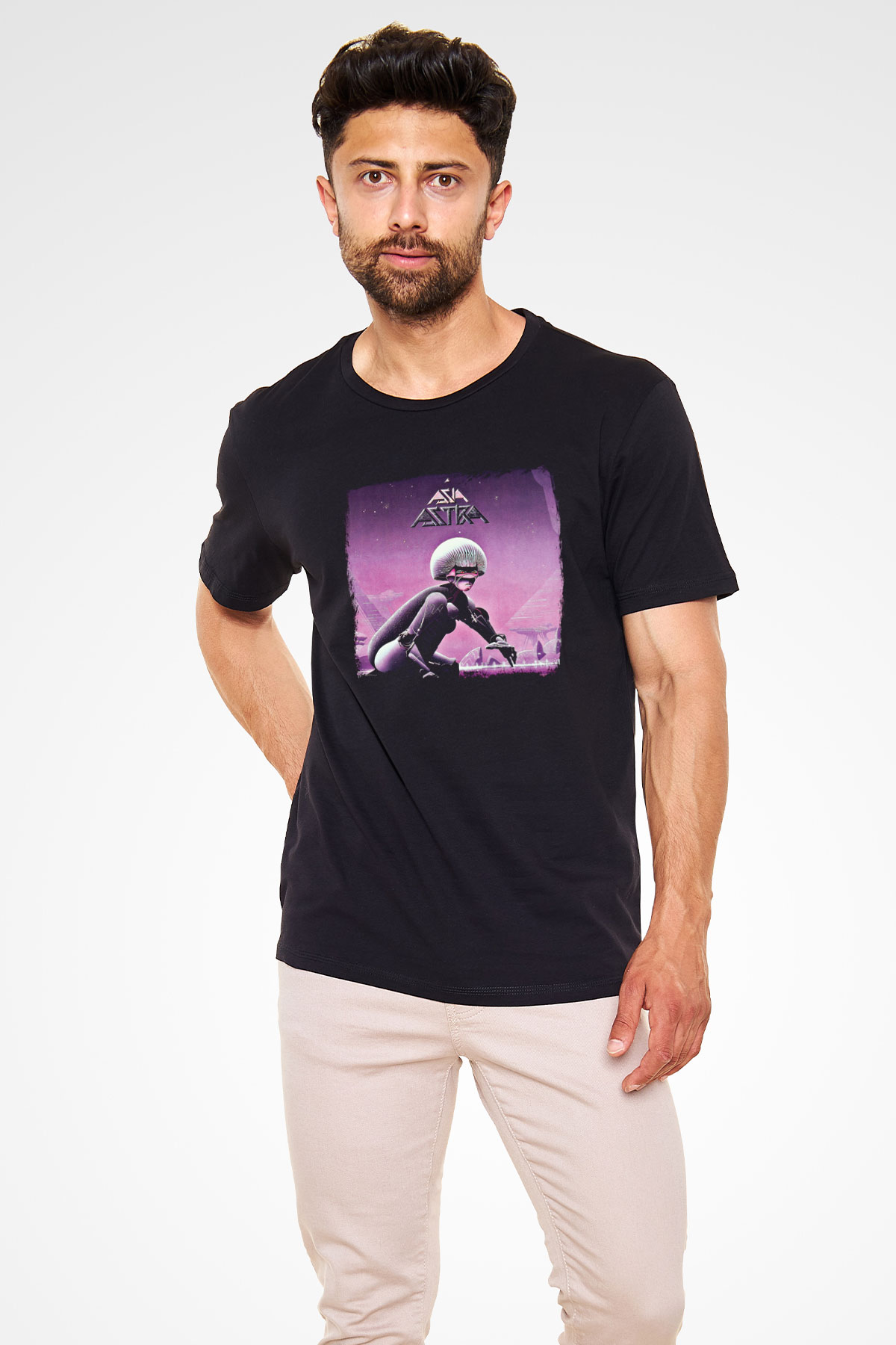 Asia Baskılı Unisex Siyah Tişört