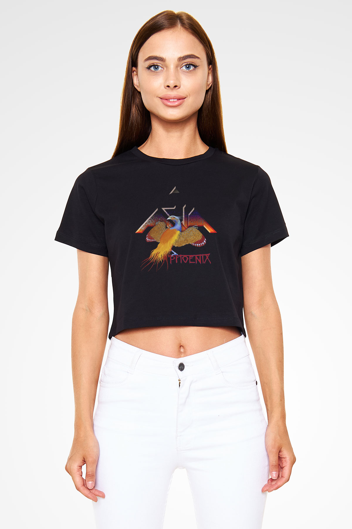 Asia Siyah  Crop Top Tişört