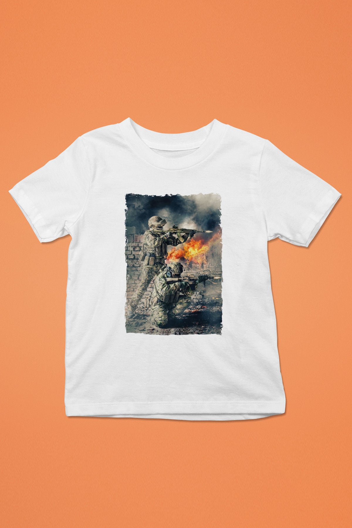 Asker Beyaz Unisex Çocuk Tişört