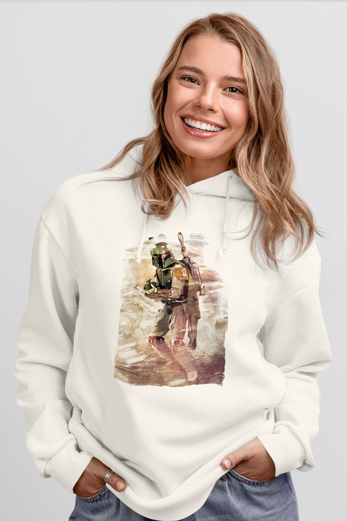 Asker Beyaz Unisex Kapüşonlu Sweatshirt
