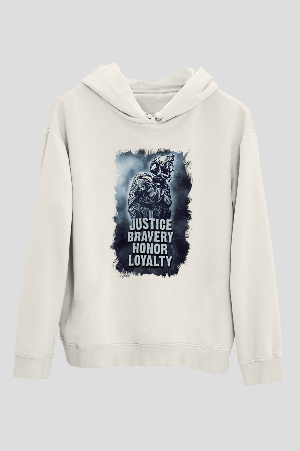 Asker Beyaz Unisex Kapüşonlu Sweatshirt