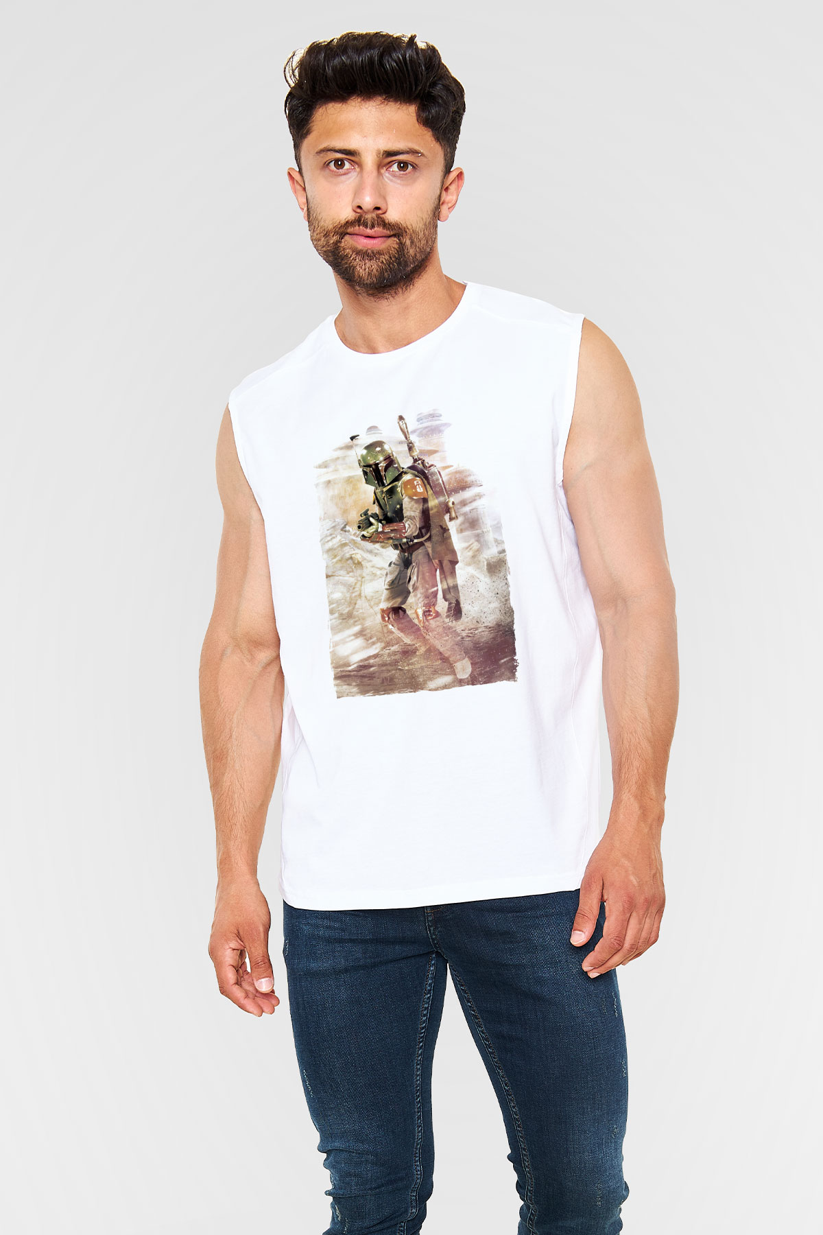 Asker Beyaz Unisex Kolsuz Tişört