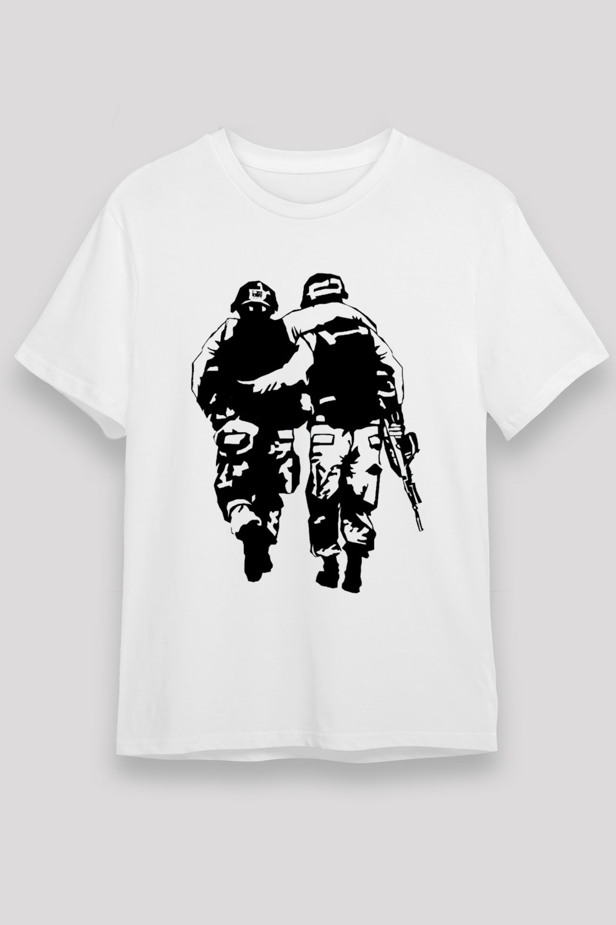 Asker Beyaz Unisex Tişört T-Shirt - TişörtFabrikası