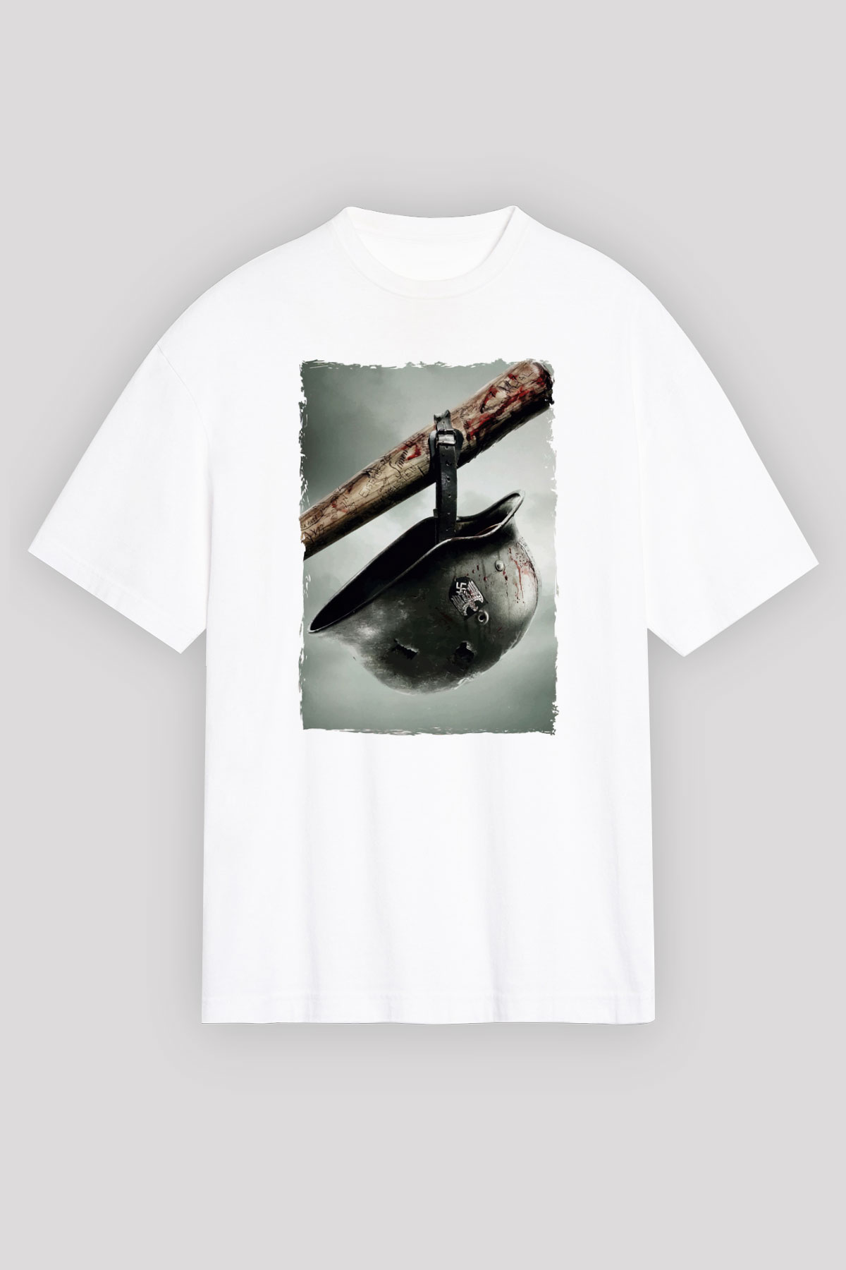 Asker Beyaz Oversize Tişört Oversize T-shirt - TişörtFabrikası