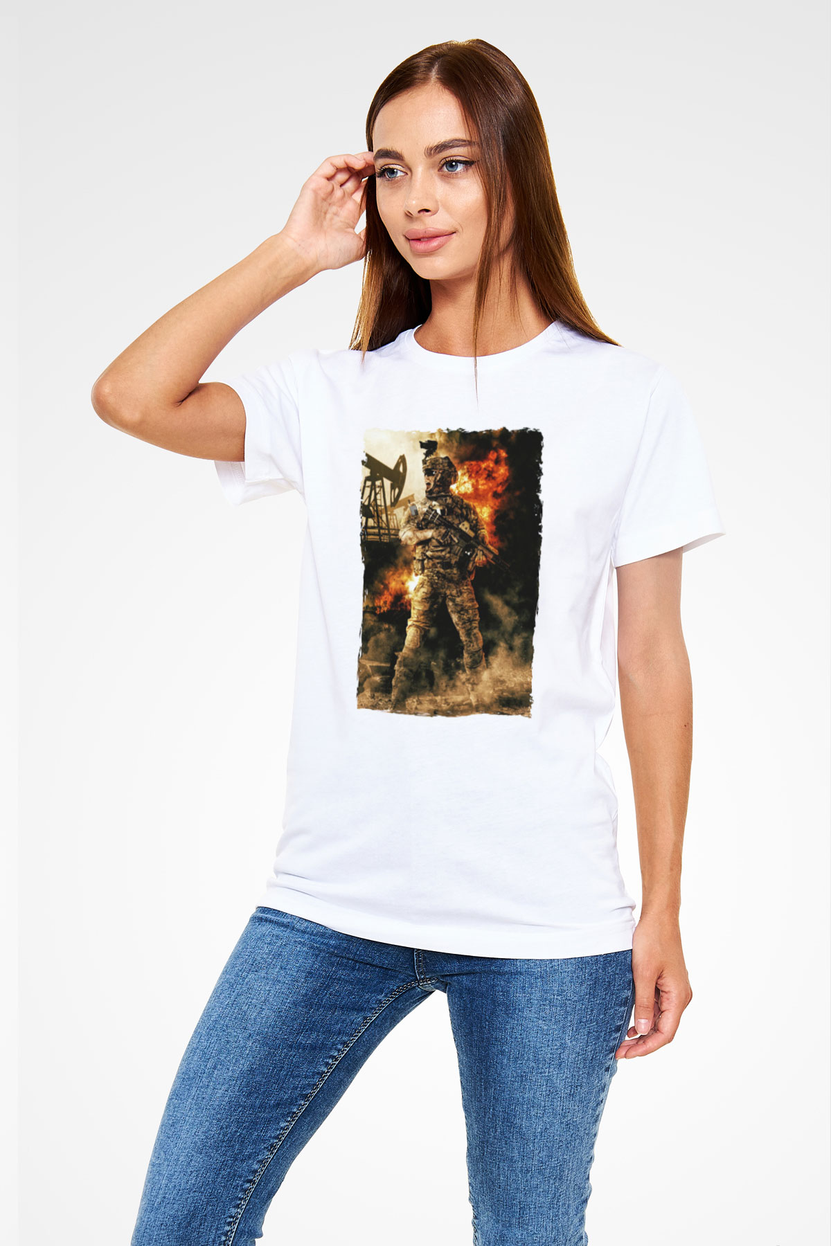Asker Beyaz Unisex Tişört T-Shirt - TişörtFabrikası