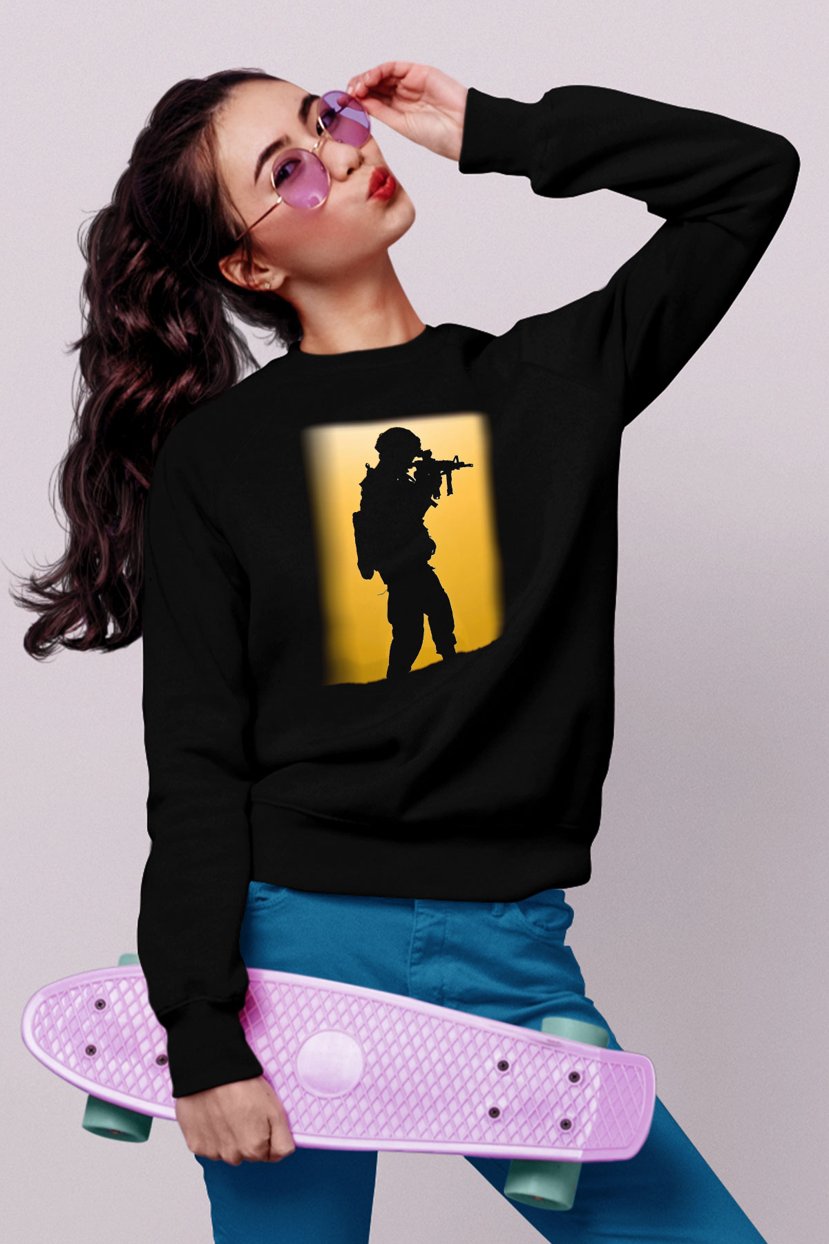 Asker Siyah Unisex Sweatshirt