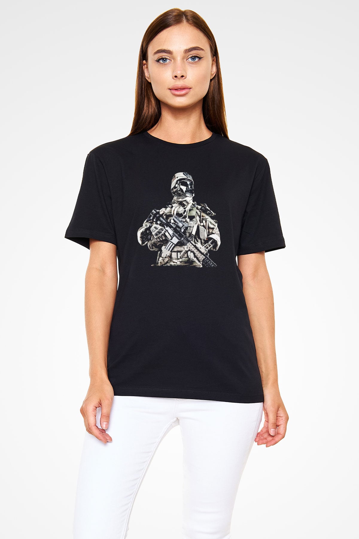 Asker Siyah Unisex Tişört T-Shirt - TişörtFabrikası