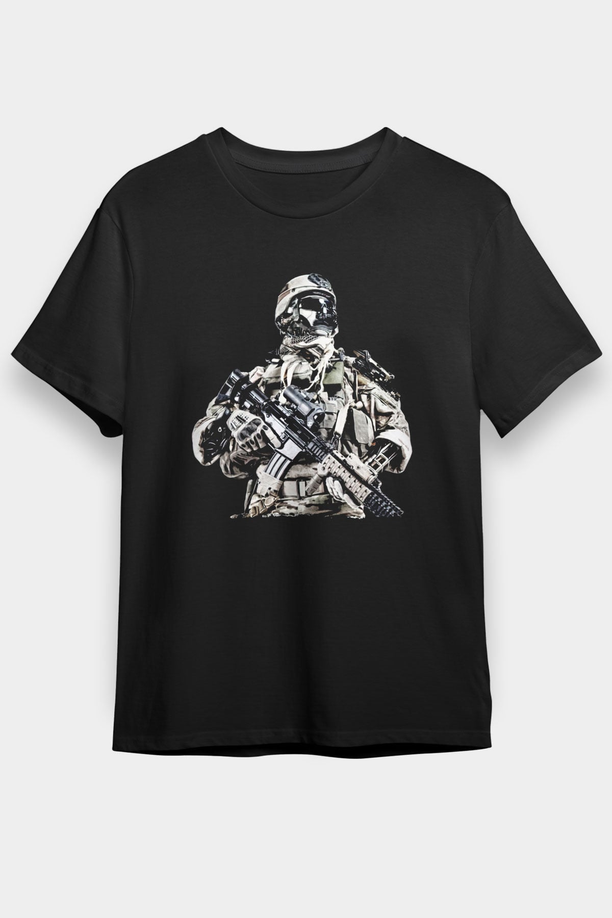 Asker Siyah Unisex Tişört T-Shirt - TişörtFabrikası