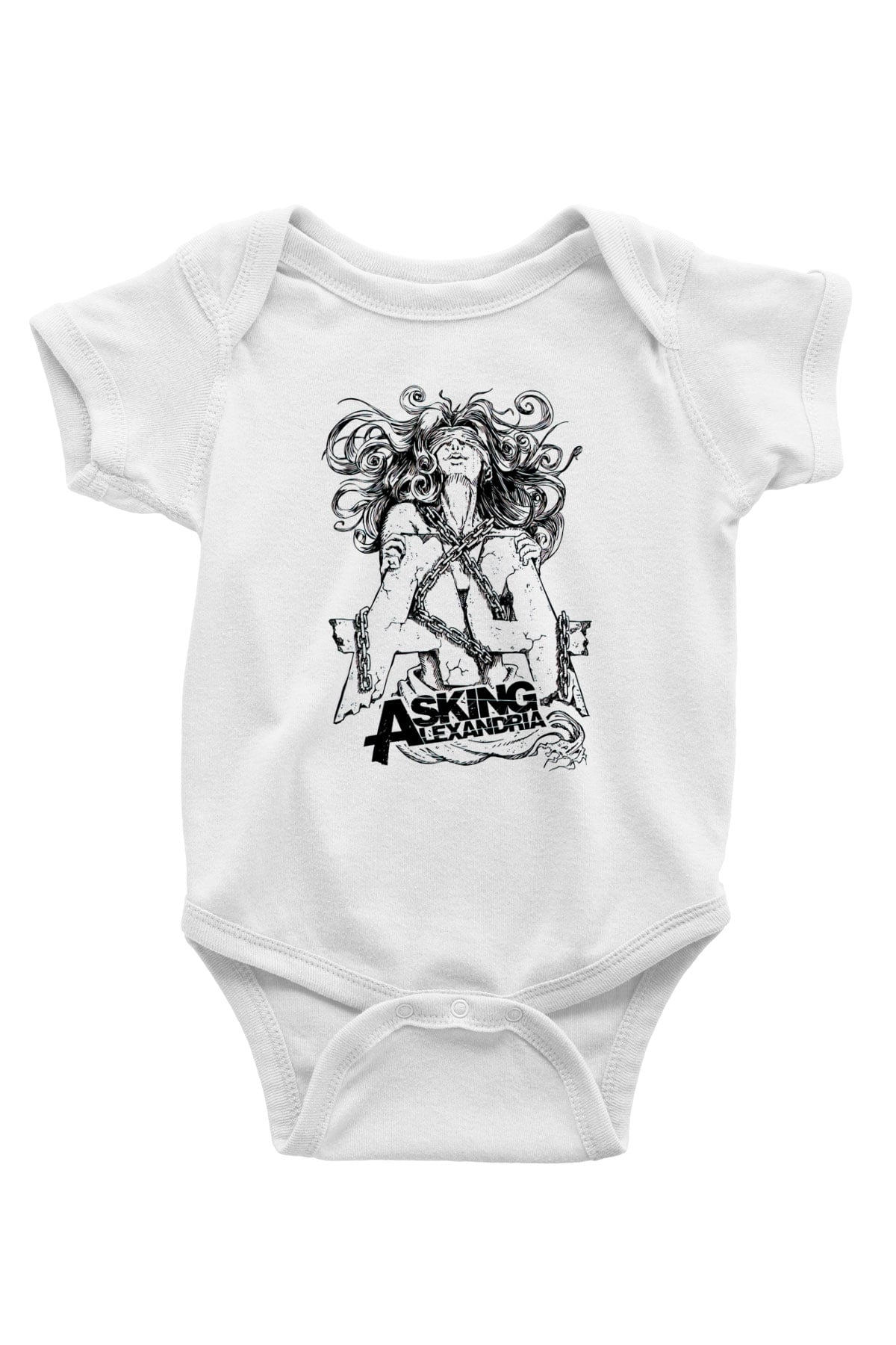 Asking Alexandria Baskılı Beyaz Unisex Bebek Body - Zıbın