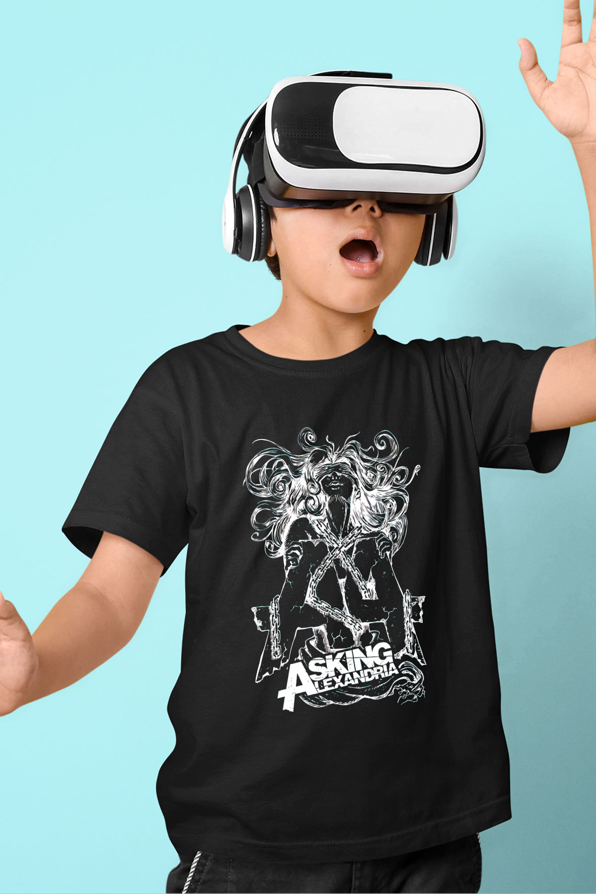 Asking Alexandria Baskılı Siyah Unisex Çocuk Tişört
