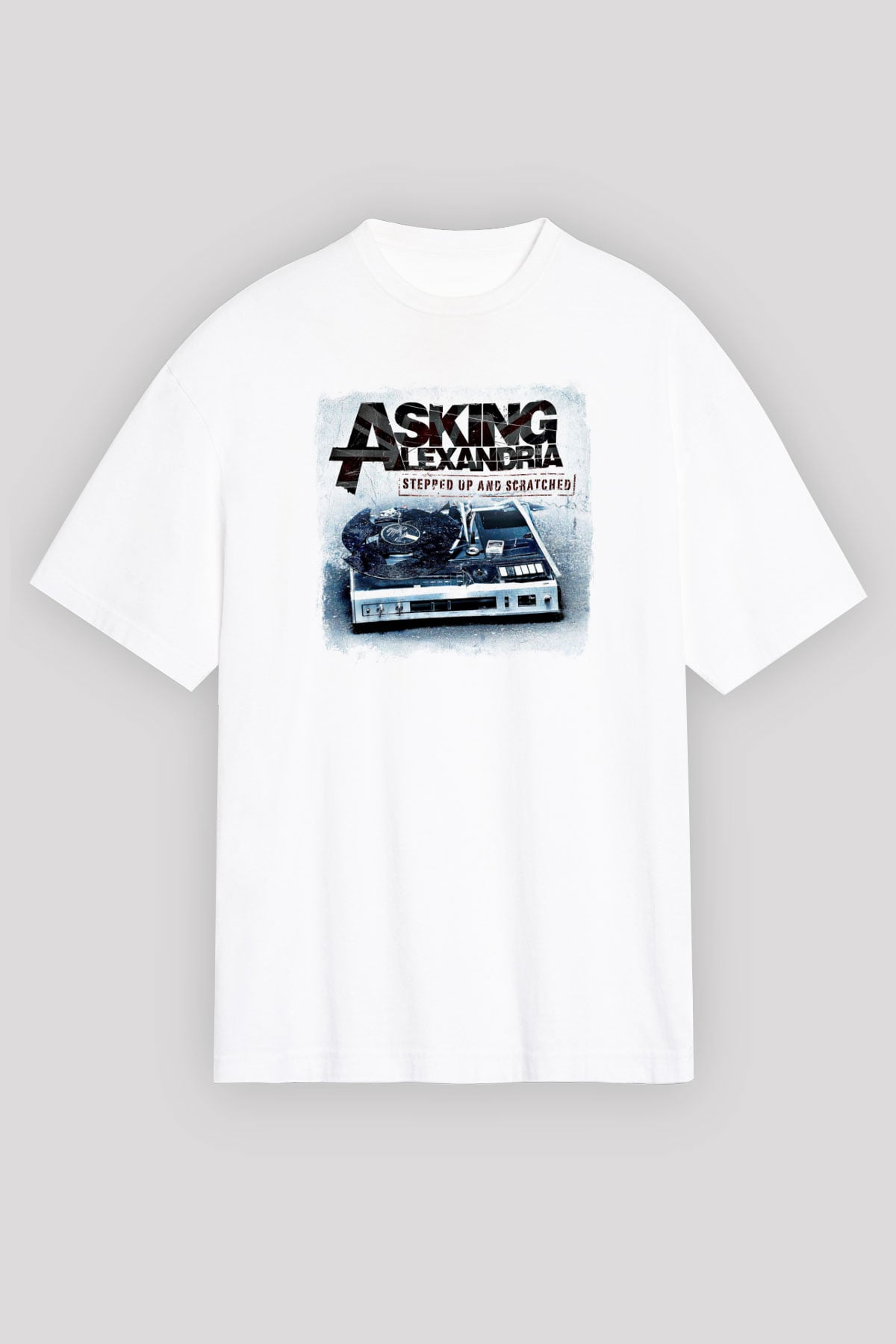 Asking Alexandria Baskılı Unisex Beyaz Oversize Tişört