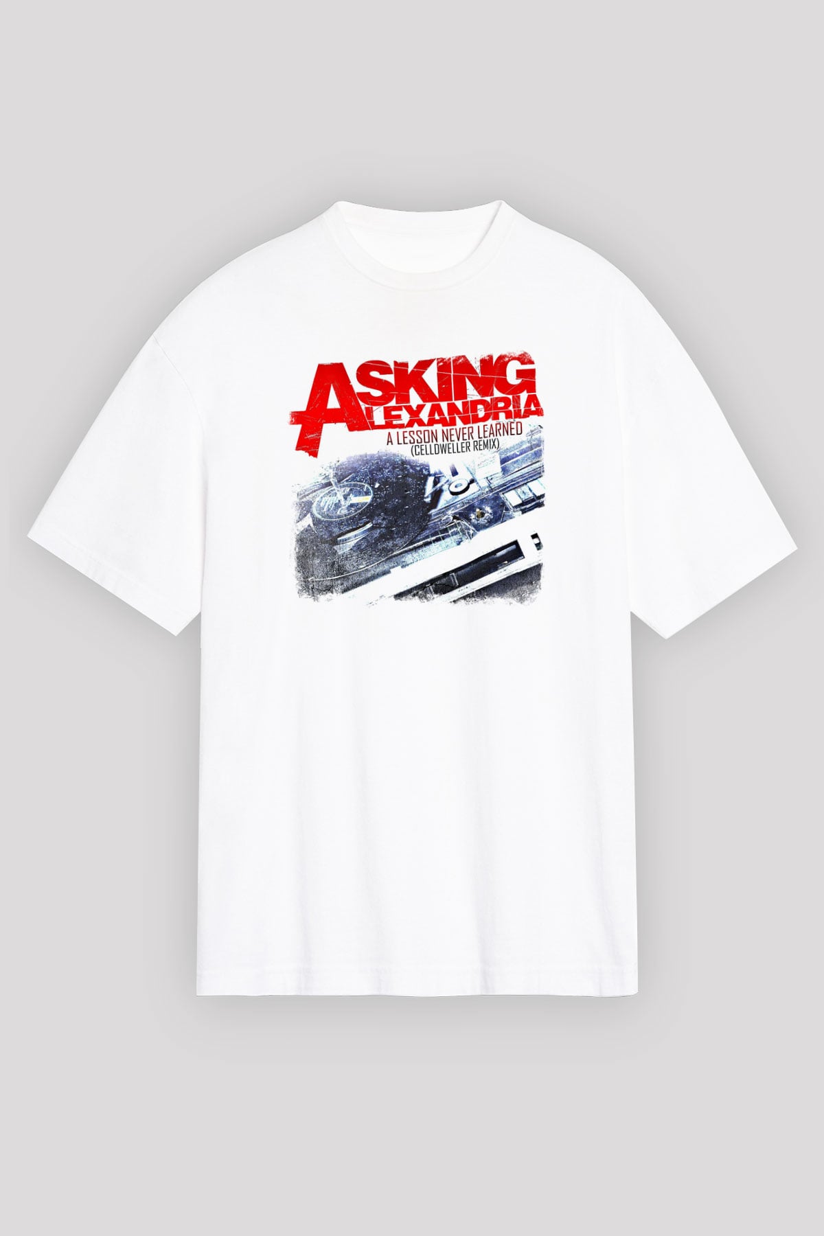 Asking Alexandria Baskılı Unisex Beyaz Oversize Tişört