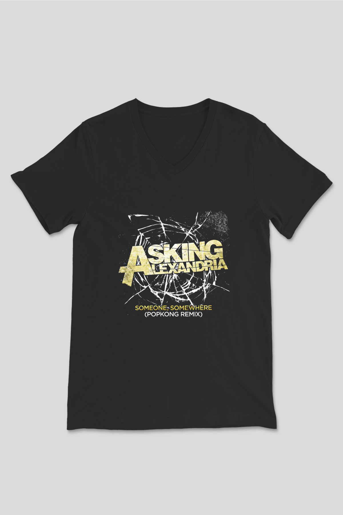 Asking Alexandria Baskılı Unisex Siyah V Yaka Tişört
