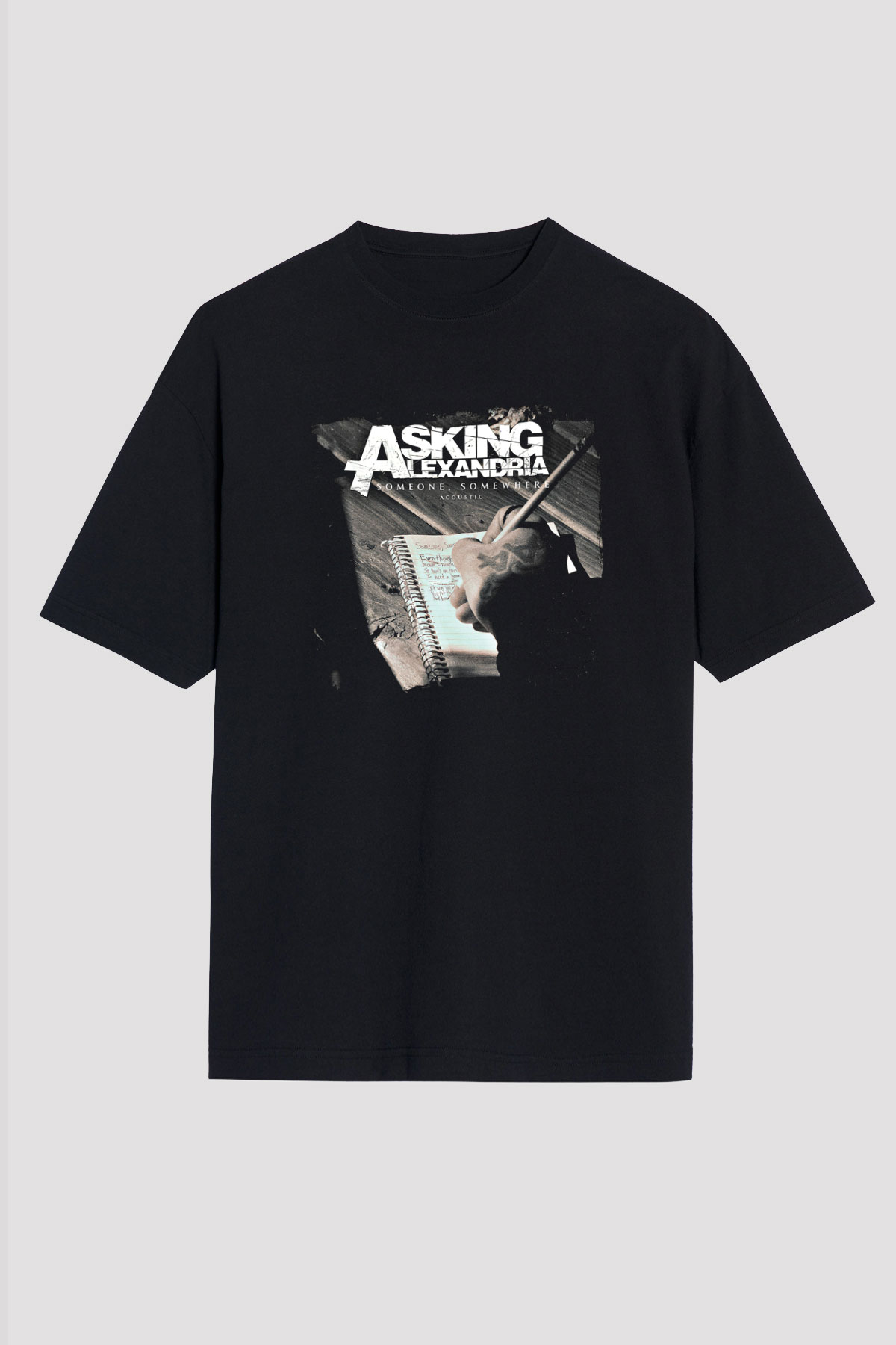 Asking Alexandria Baskılı Unisex Siyah Oversize Tişört