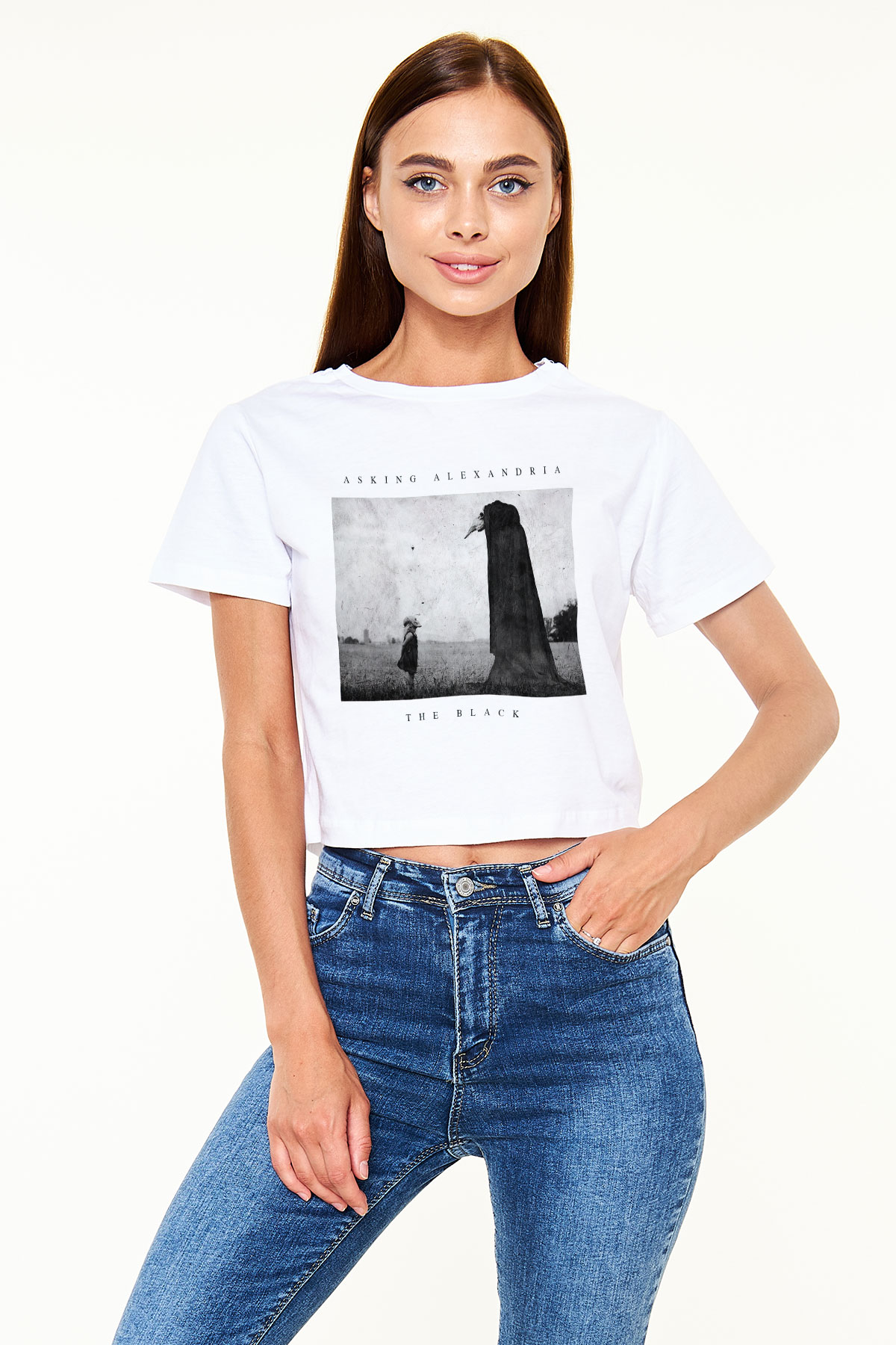 Asking Alexandria Beyaz Croptop Tişört