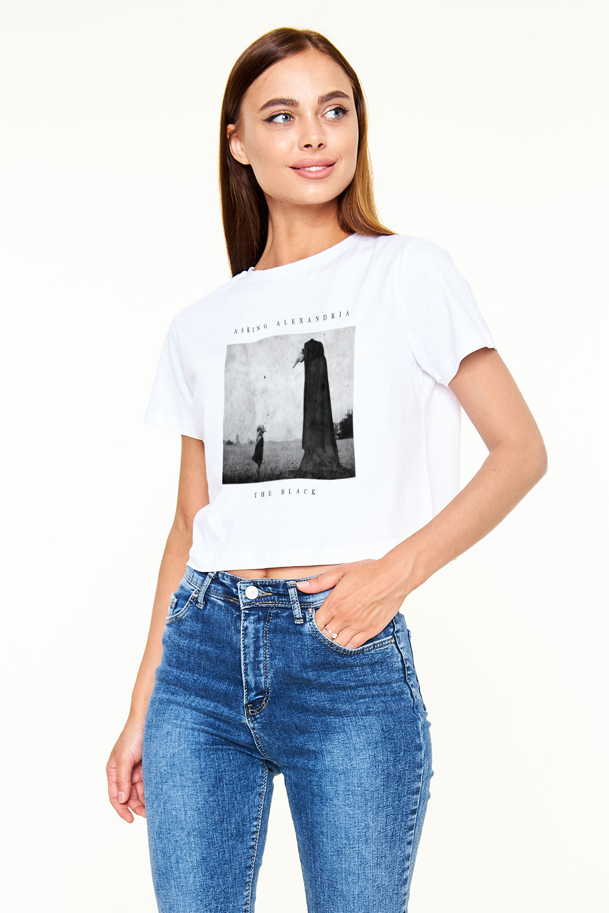 Asking Alexandria Beyaz Croptop Tişört