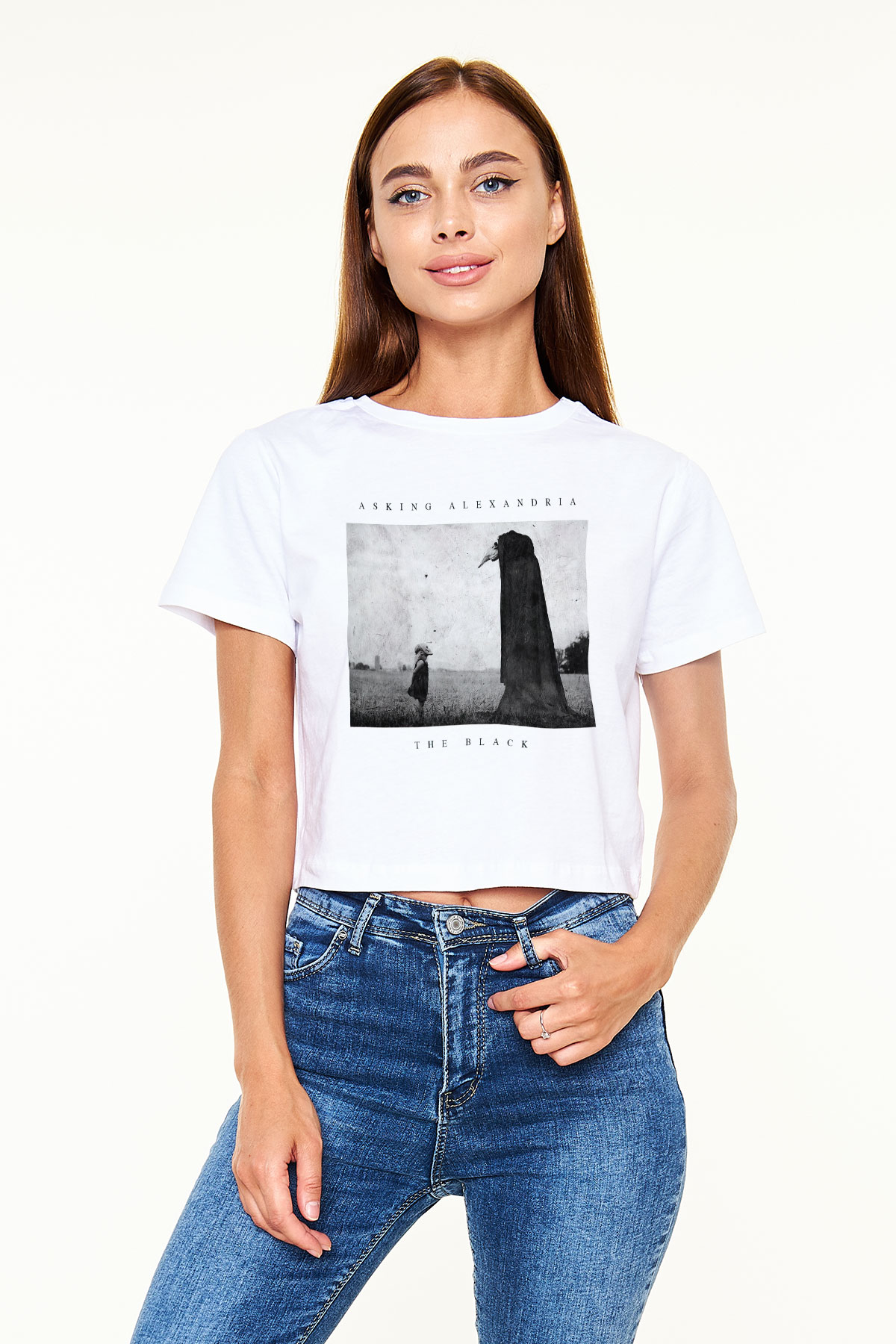 Asking Alexandria Beyaz Croptop Tişört