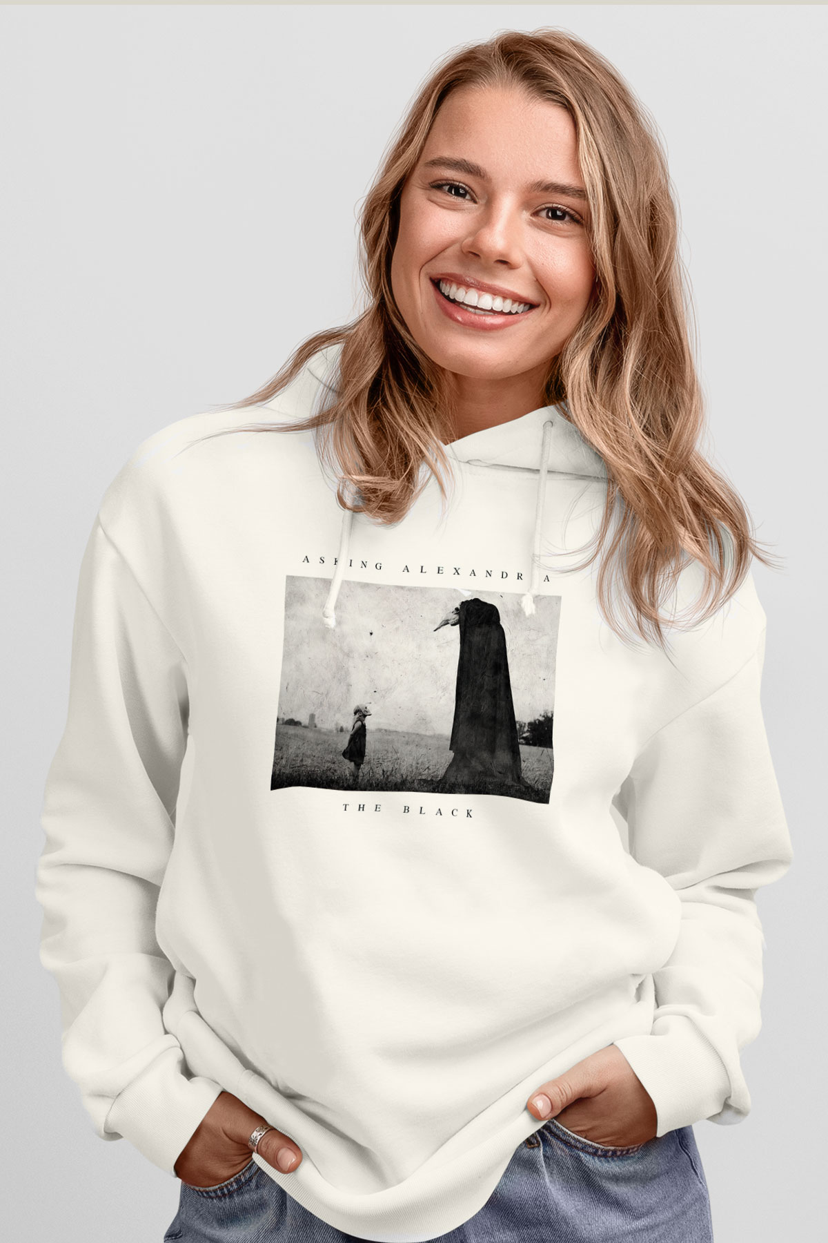 Asking Alexandria Beyaz Unisex Kapşonlu Sweatshirt