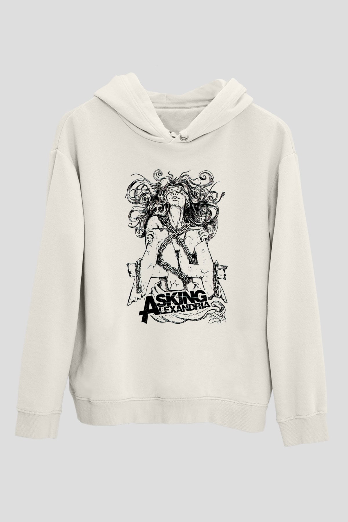 Asking Alexandria Beyaz Unisex Kapşonlu Sweatshirt