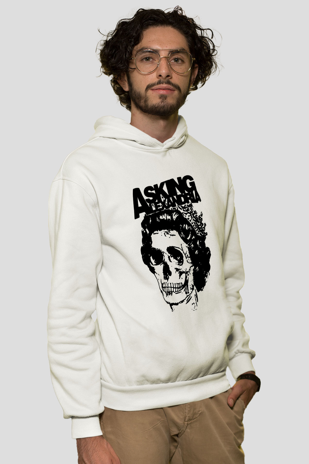 Asking Alexandria Beyaz Unisex Kapüşonlu Sweatshirt