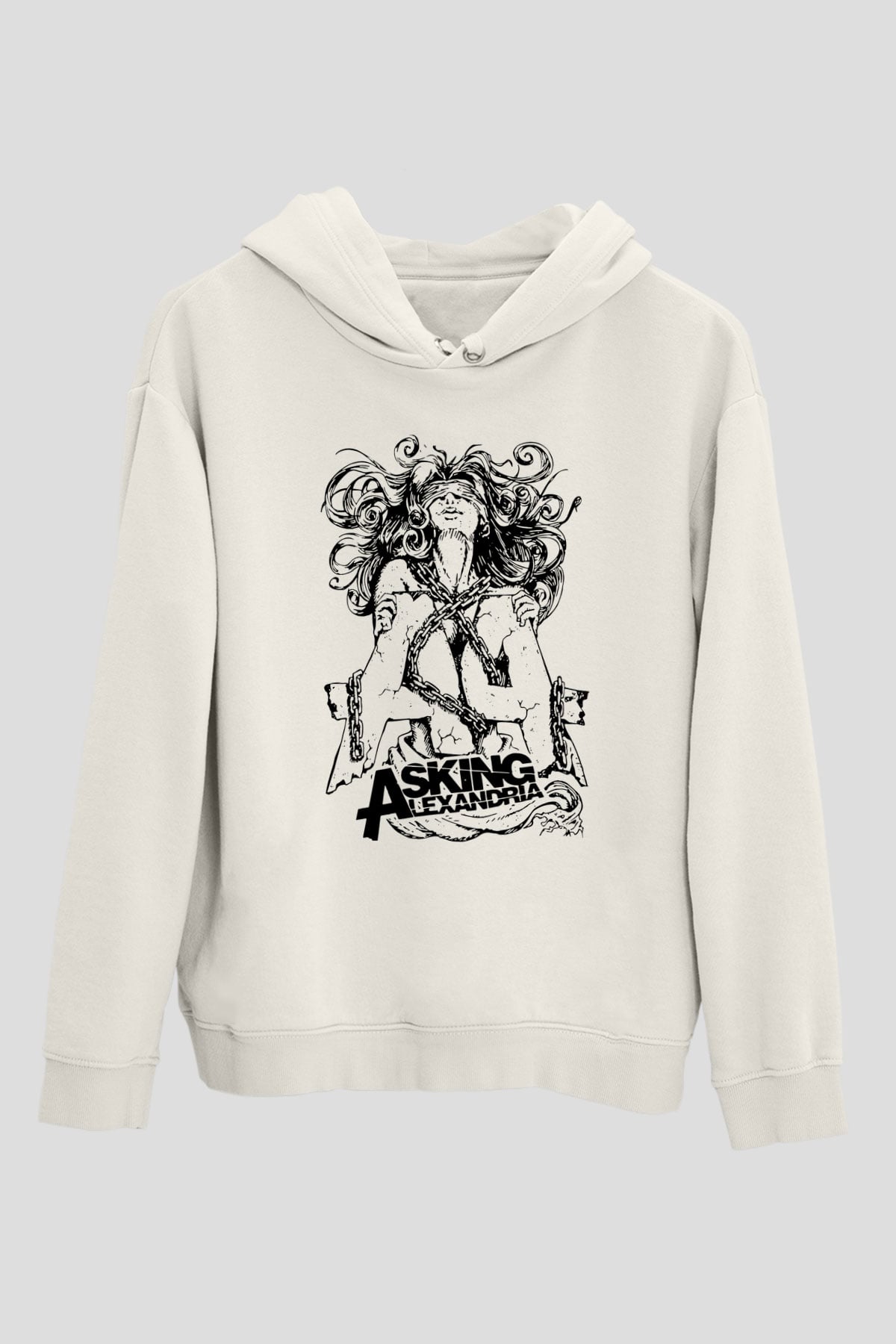 Asking Alexandria Beyaz Unisex Kapüşonlu Sweatshirt
